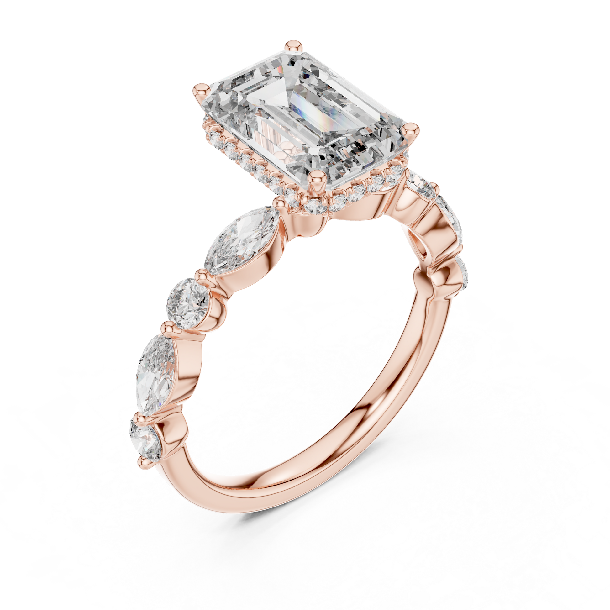 Mixed Shape Lab Grown Diamond Side Stone Ring