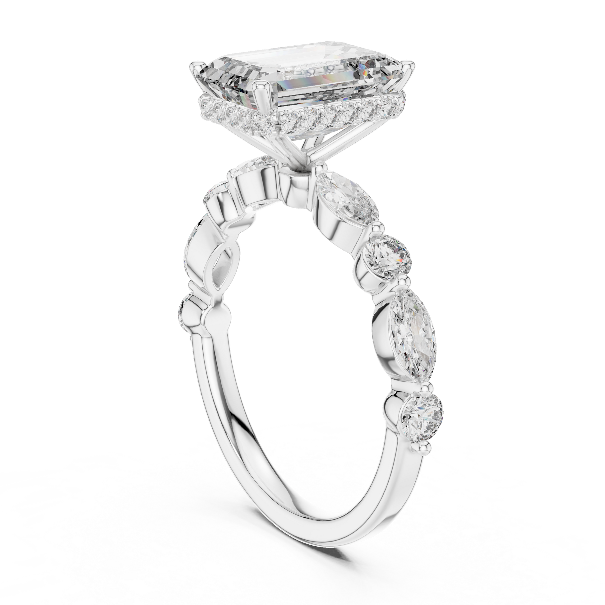 Mixed Shape Lab Grown Diamond Side Stone Ring