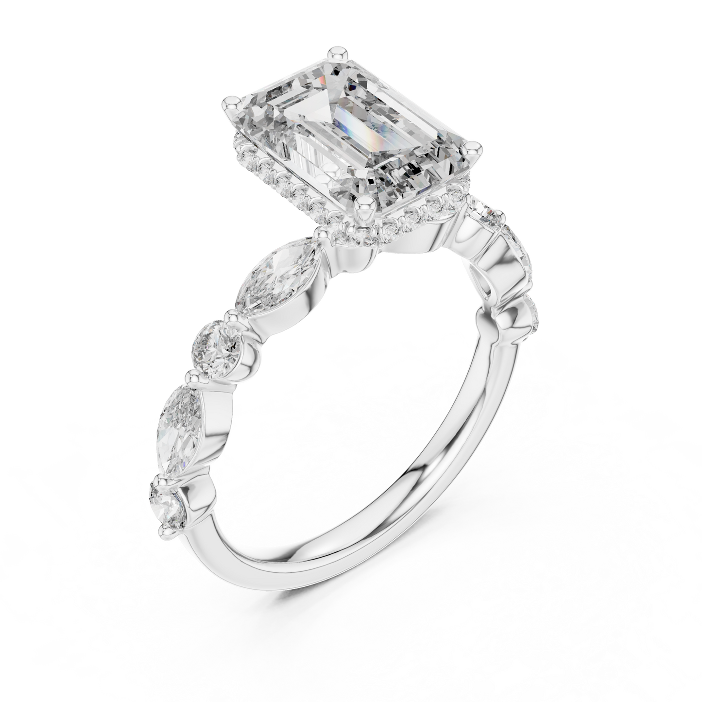 Mixed Shape Lab Grown Diamond Side Stone Ring