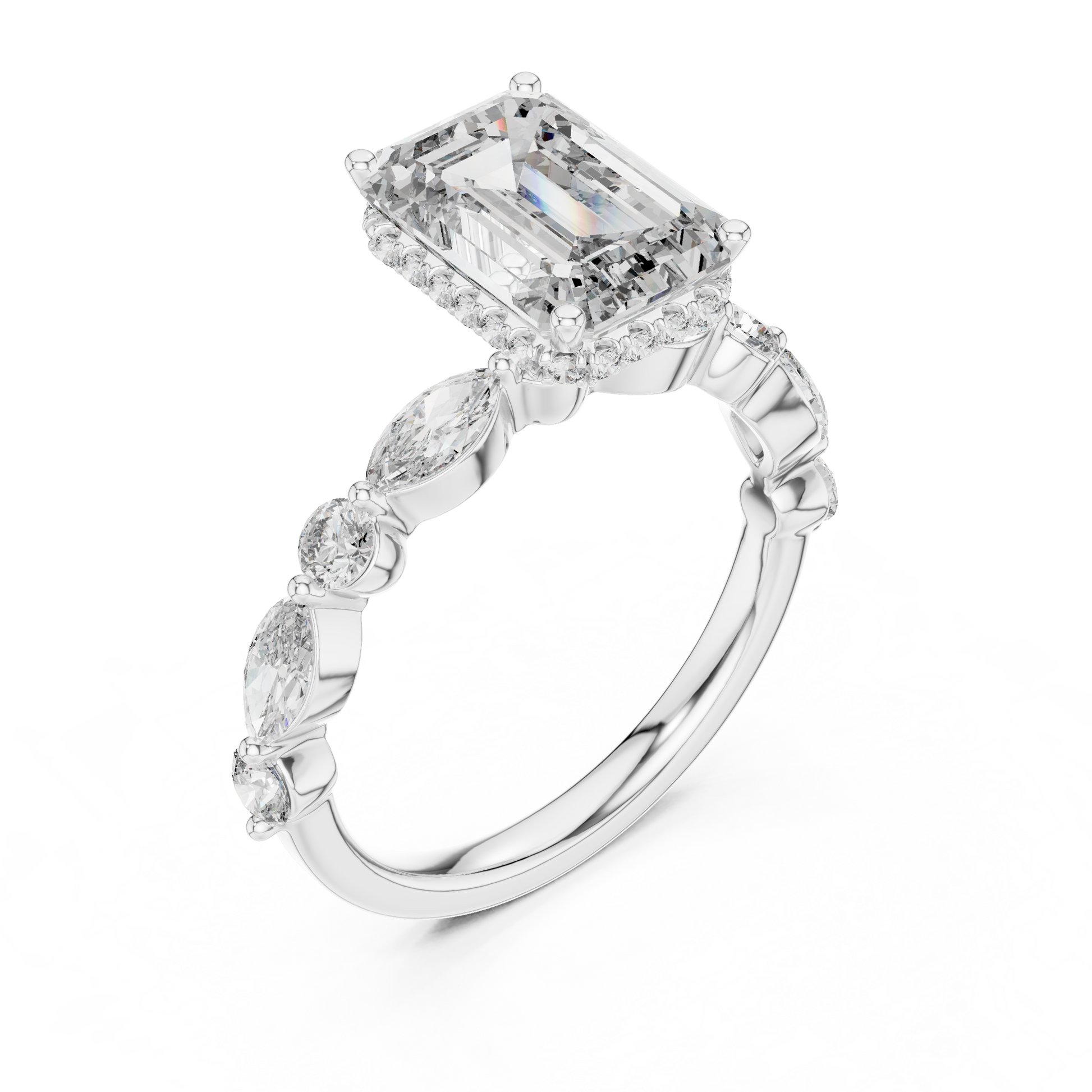 Mixed Shape Lab Grown Diamond Side Stone Ring