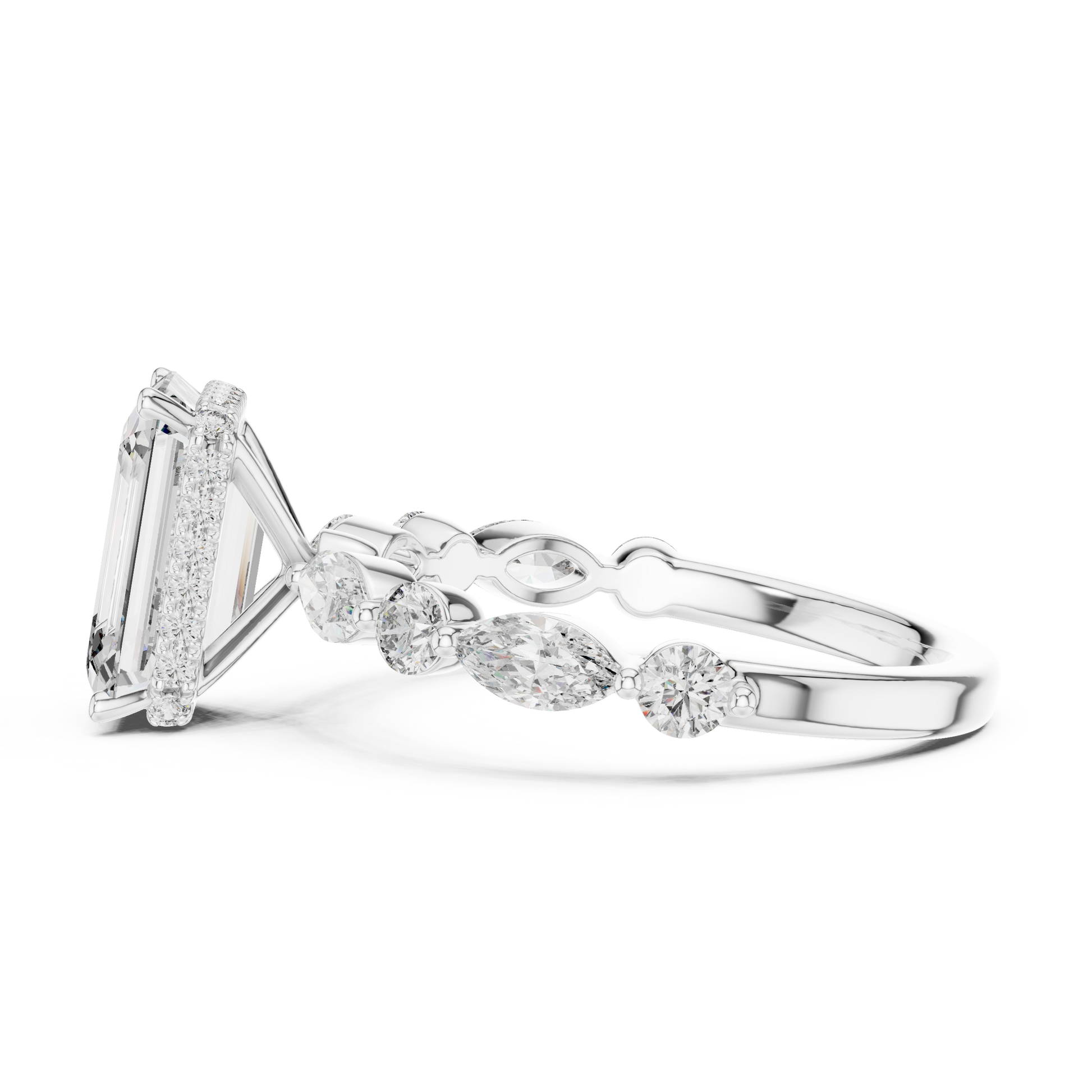 Mixed Shape Lab Grown Diamond Side Stone Ring