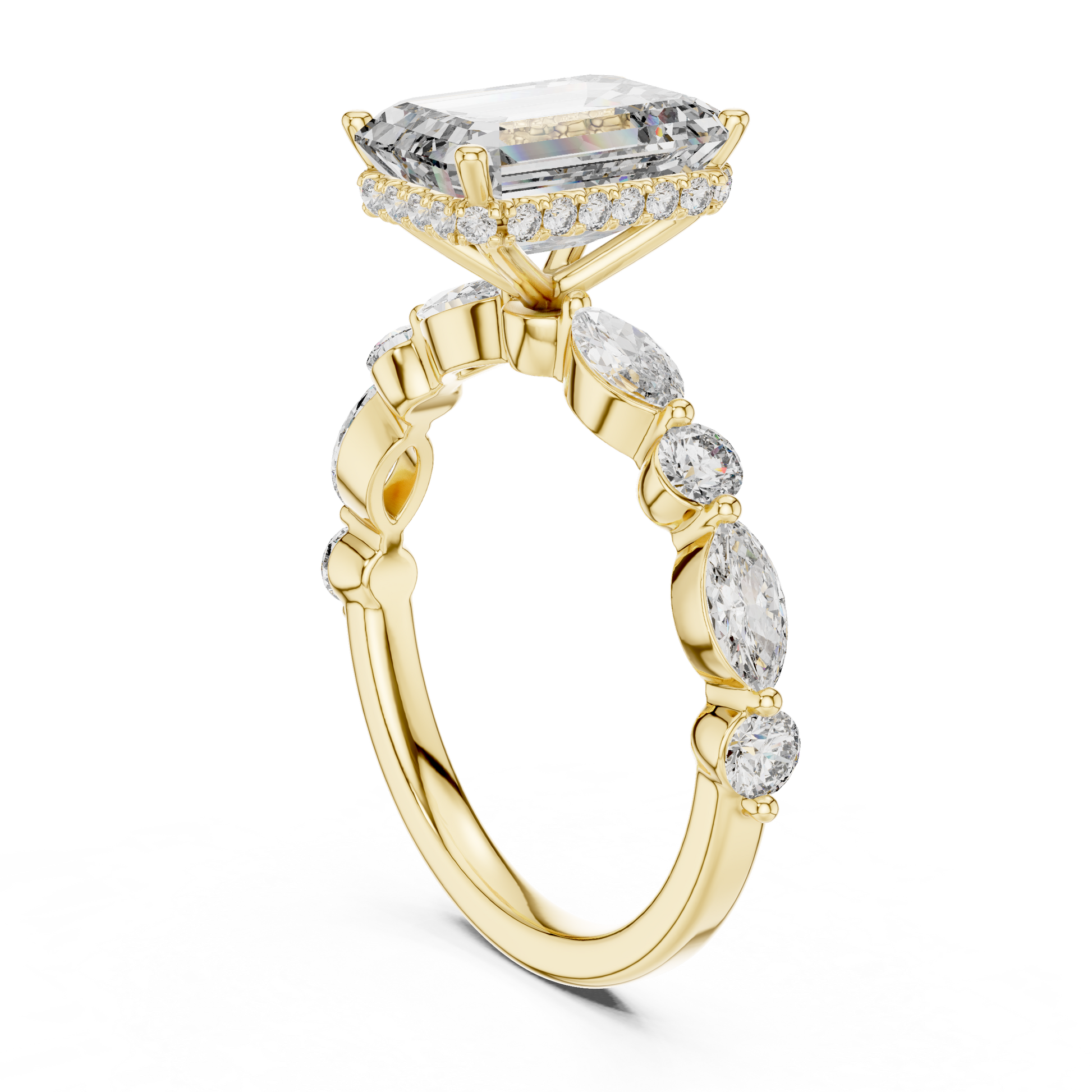 Mixed Shape Lab Grown Diamond Side Stone Ring