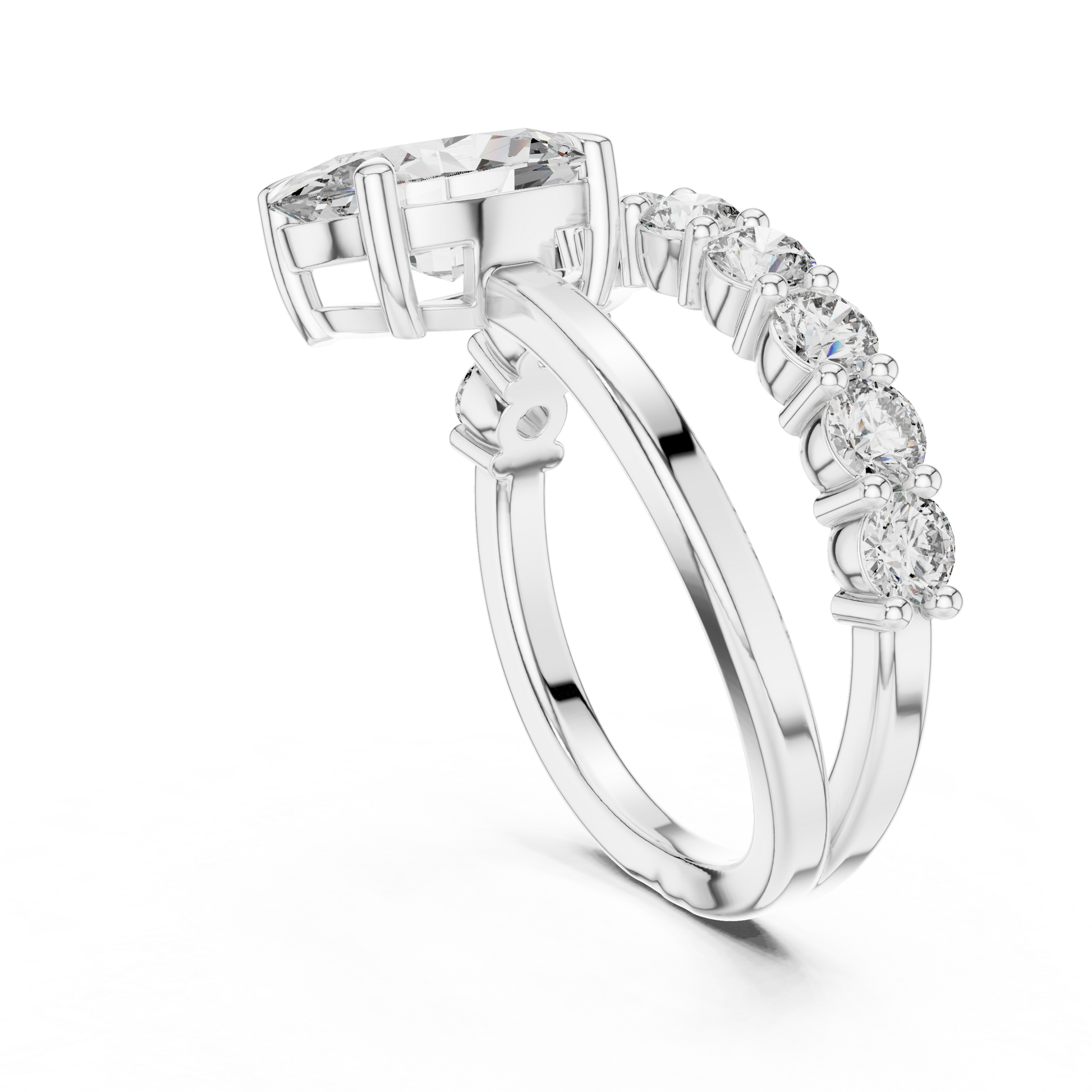 Mixed Shape Lab Grown Diamond Side Stone Ring