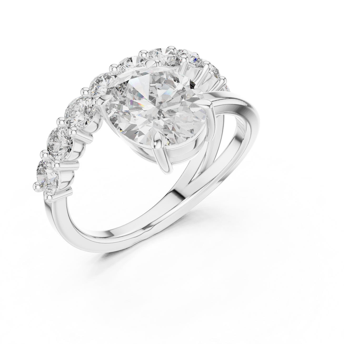 Mixed Shape Lab Grown Diamond Side Stone Ring