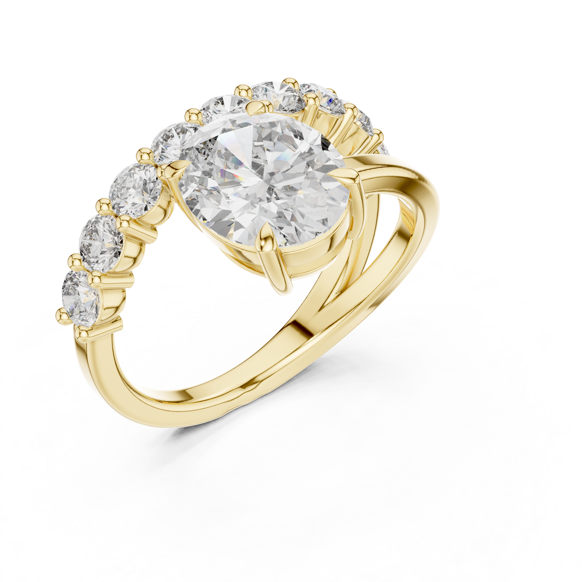 Mixed Shape Lab Grown Diamond Side Stone Ring