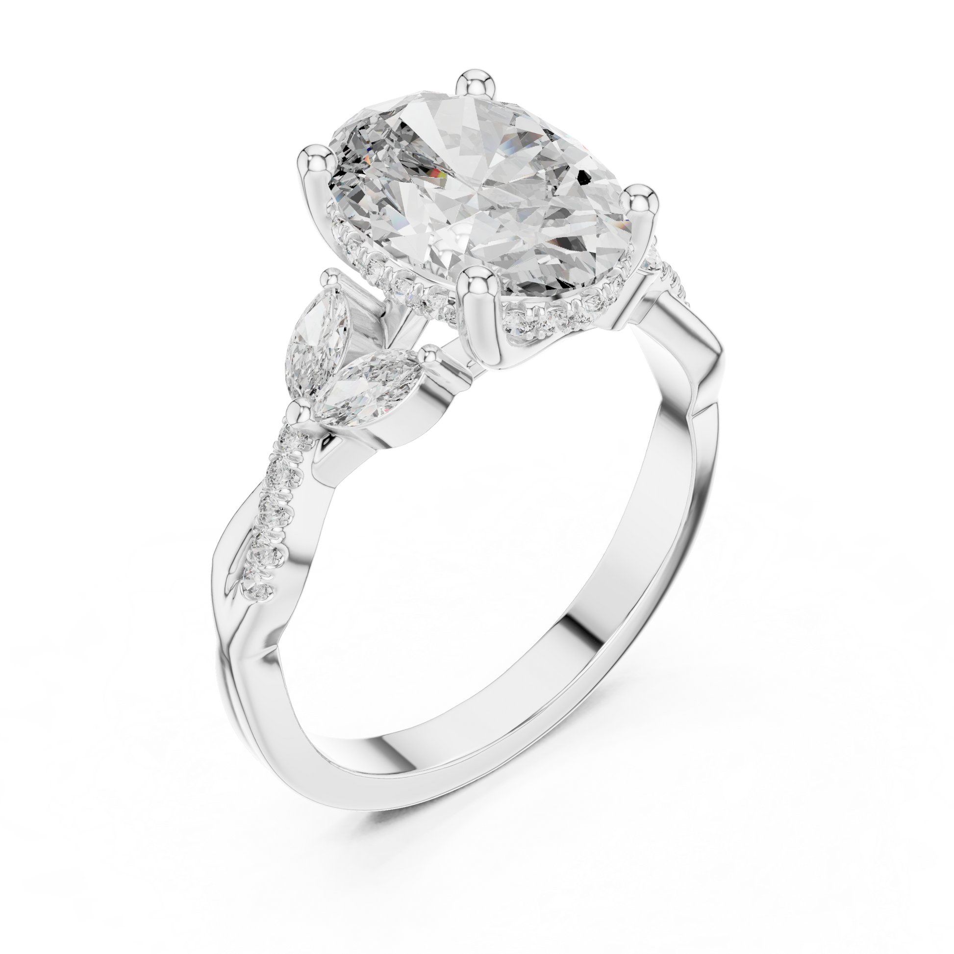 Mixed Shape Lab Grown Diamond Side Stone Ring