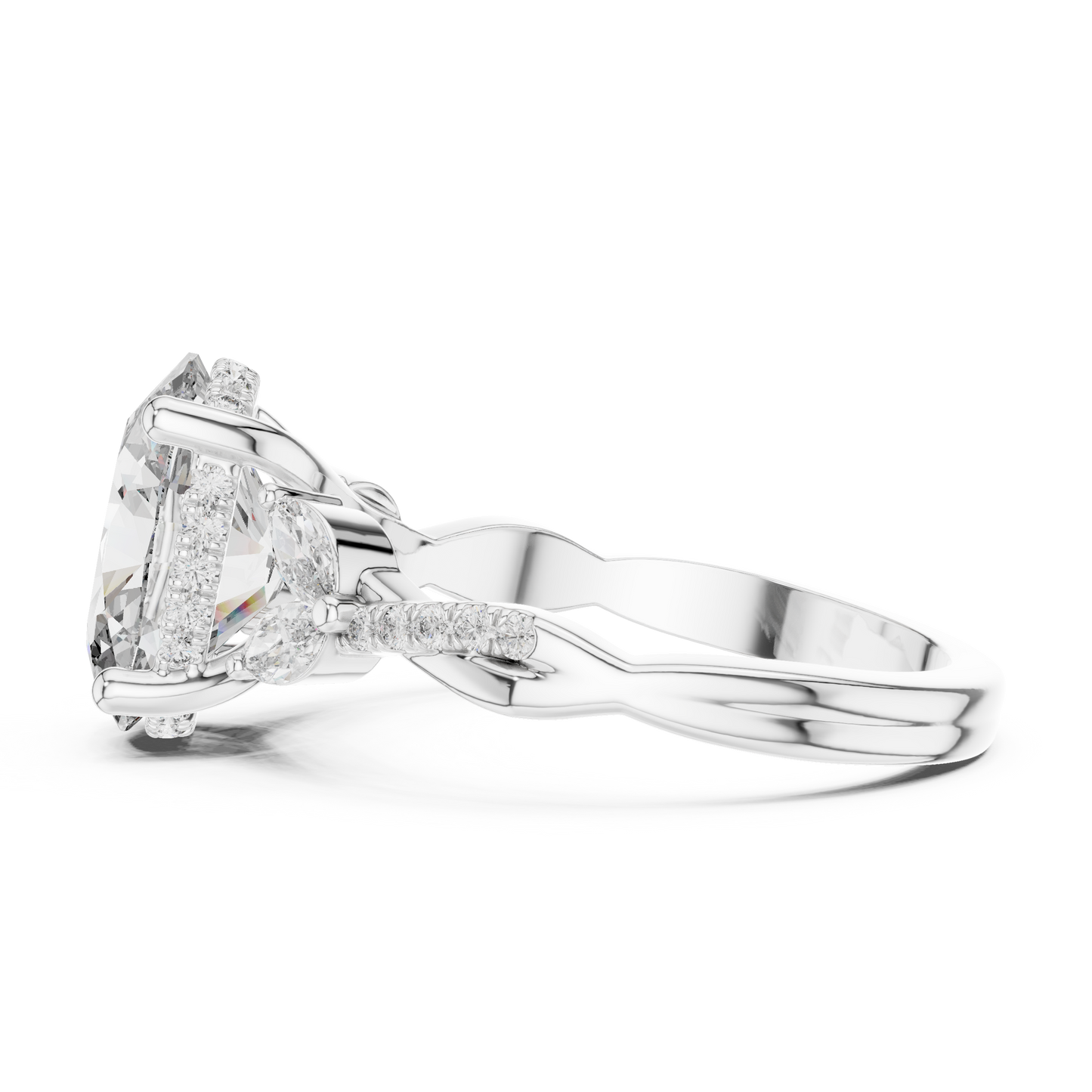 Mixed Shape Lab Grown Diamond Side Stone Ring