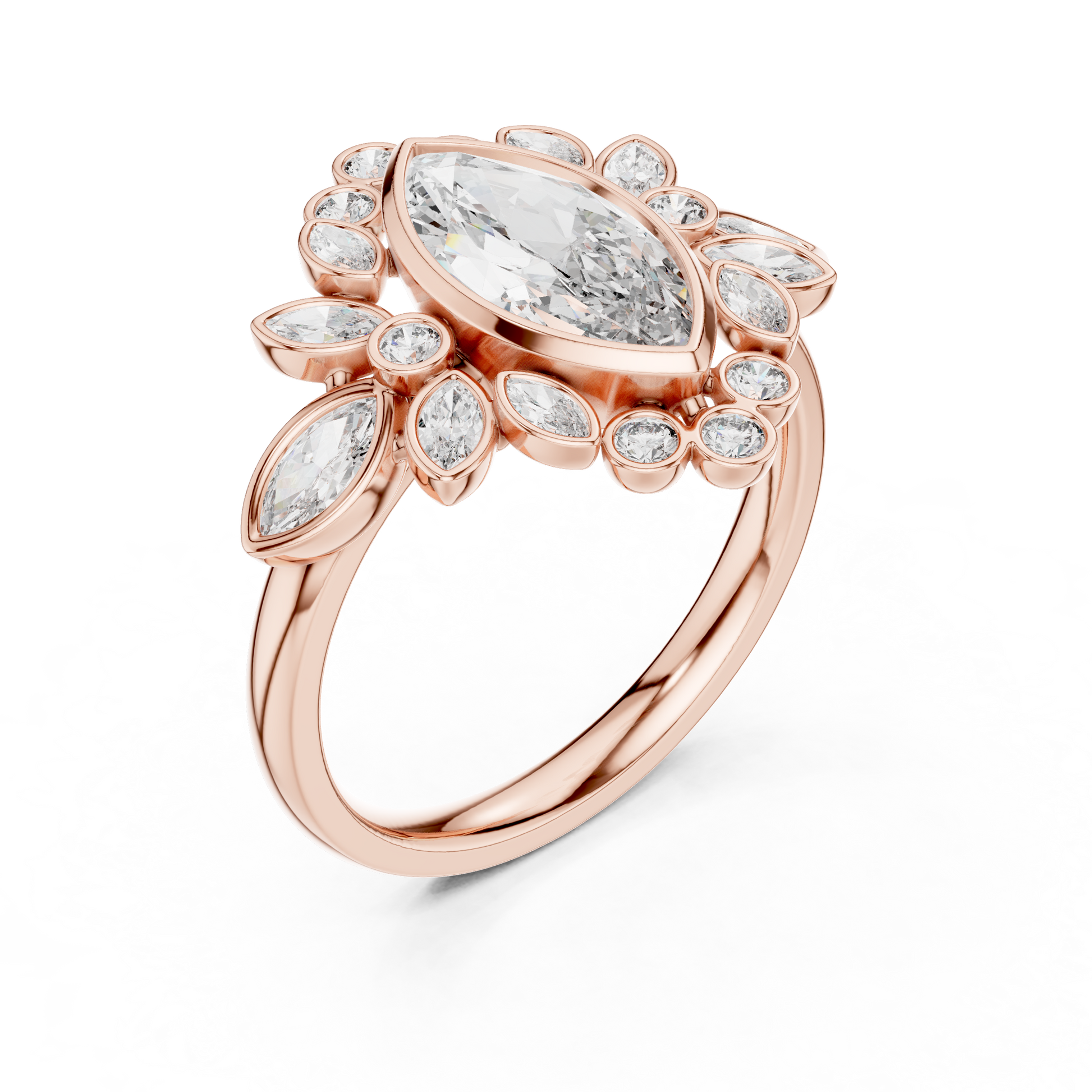 Mixed Shape Lab Grown Diamond Halo Ring