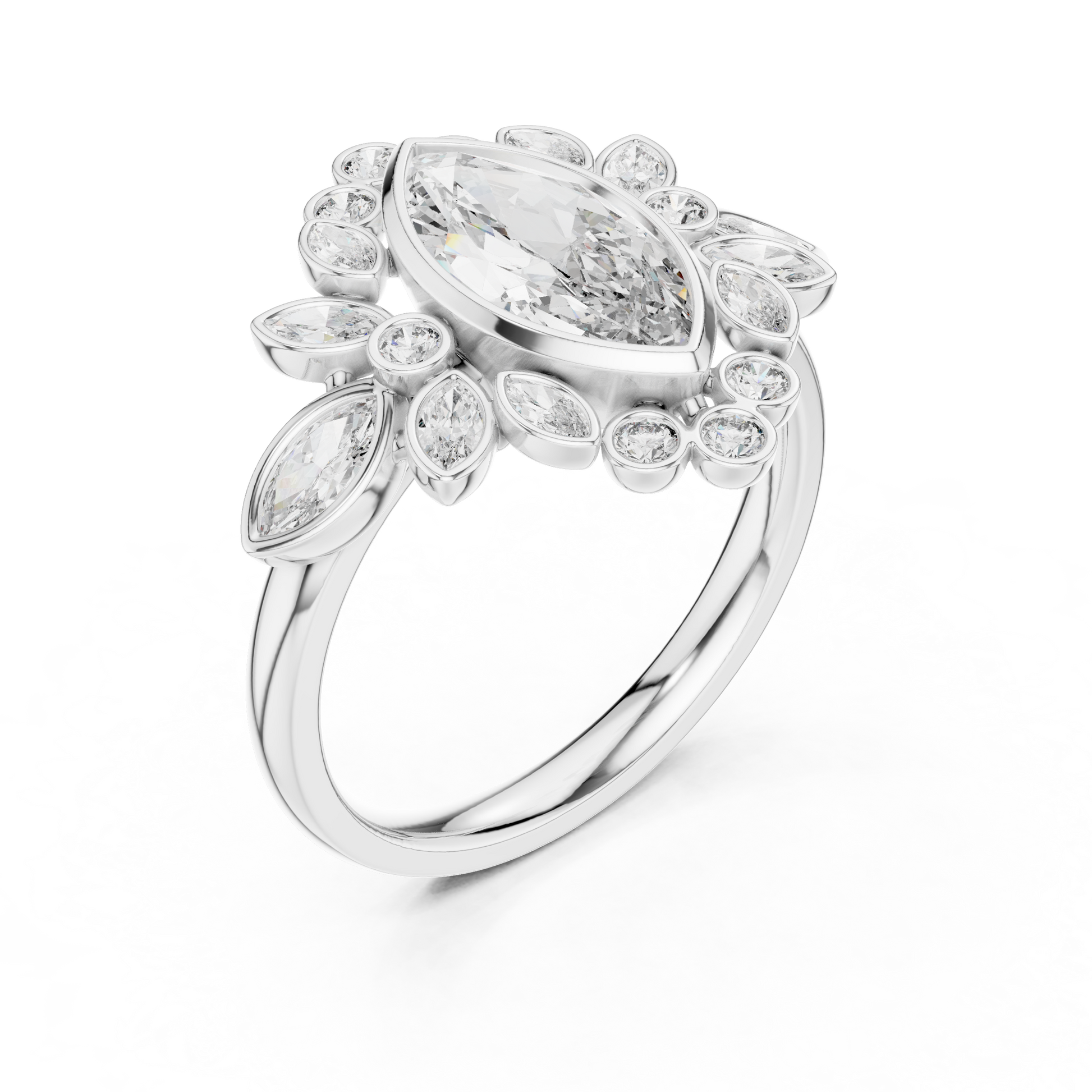 Mixed Shape Lab Grown Diamond Halo Ring