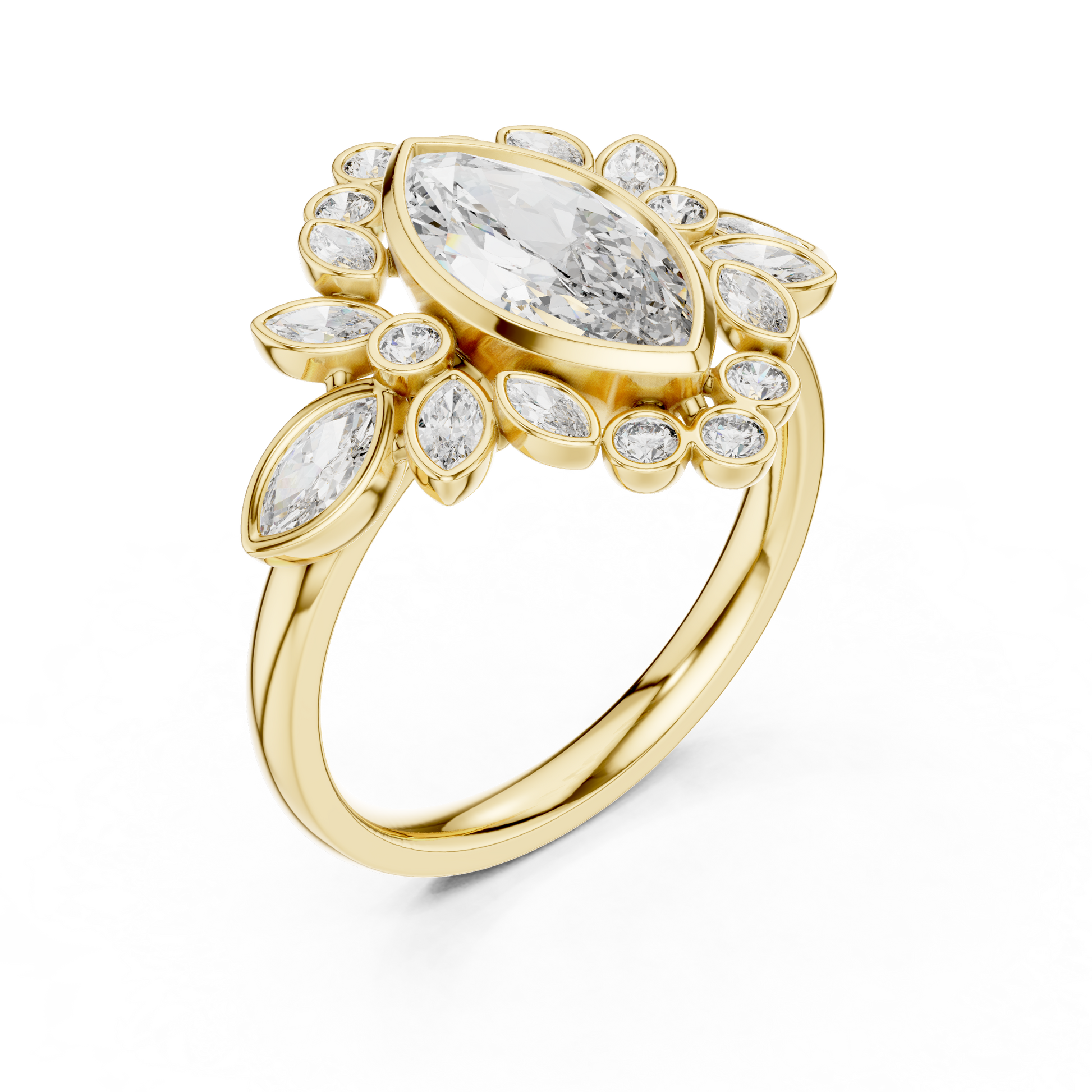 Mixed Shape Lab Grown Diamond Halo Ring