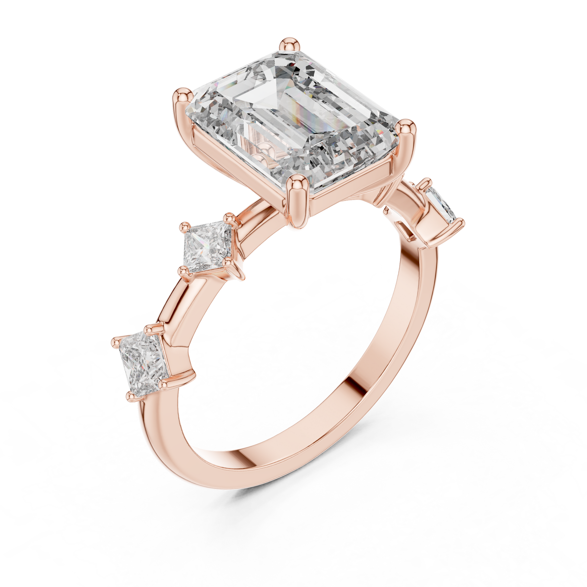 Mixed Shape Lab Grown Diamond Side Stone Ring