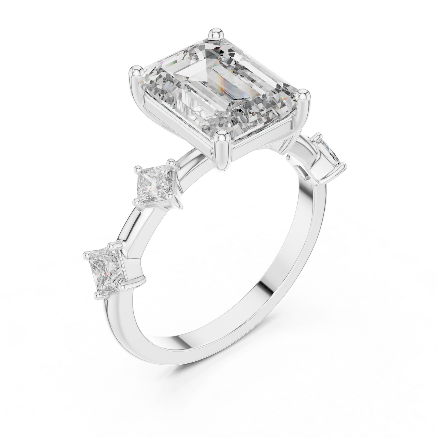 Mixed Shape Lab Grown Diamond Side Stone Ring
