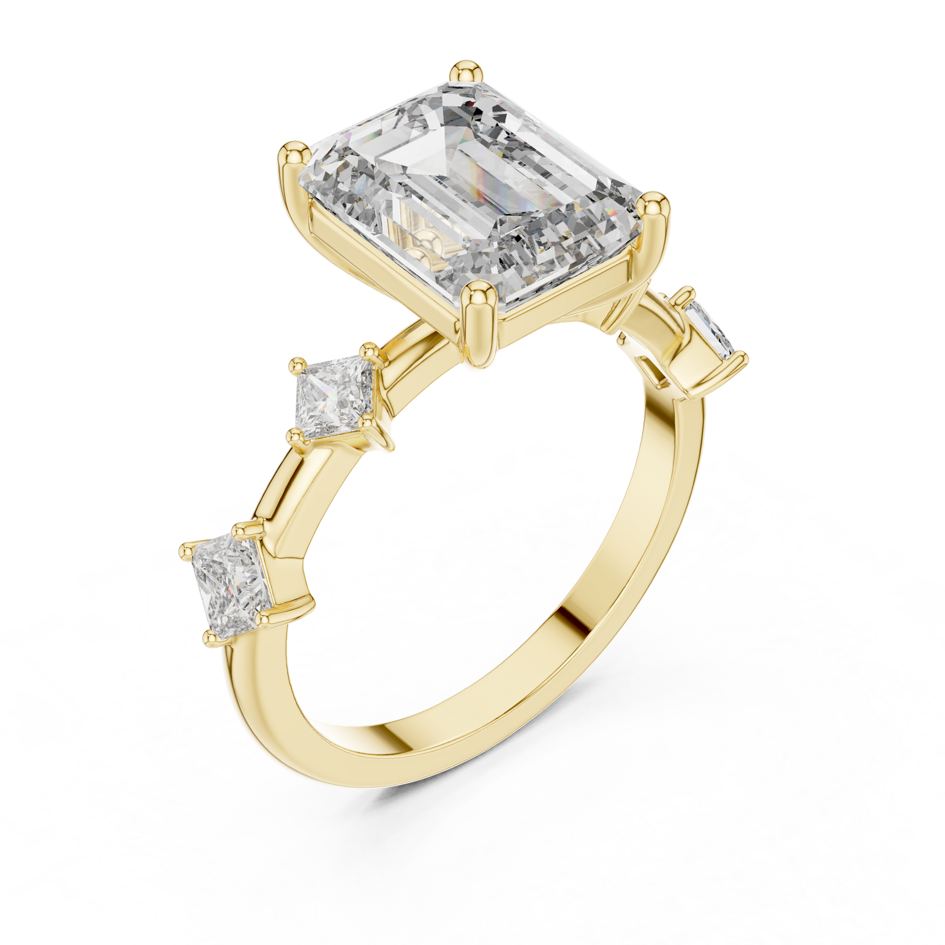 Mixed Shape Lab Grown Diamond Side Stone Ring
