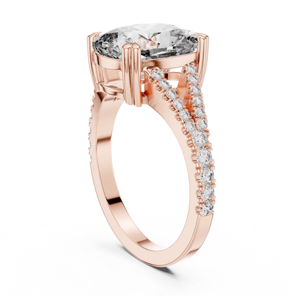 Round Side Stone Lab Grown Diamond Ring