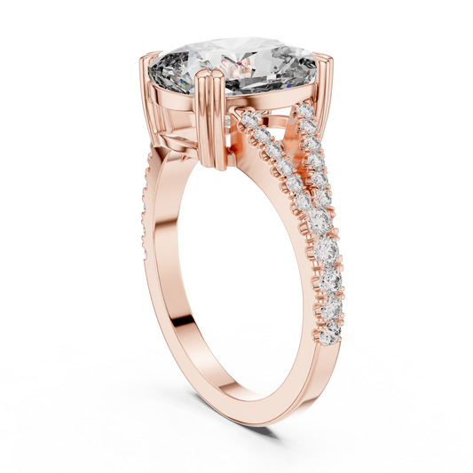 Round Side Stone Lab Grown Diamond Ring