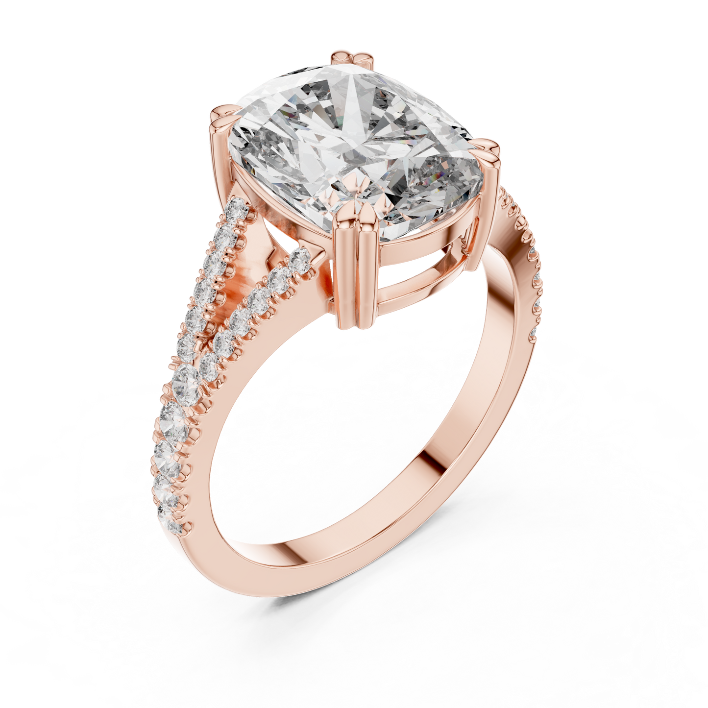 Round Side Stone Lab Grown Diamond Ring