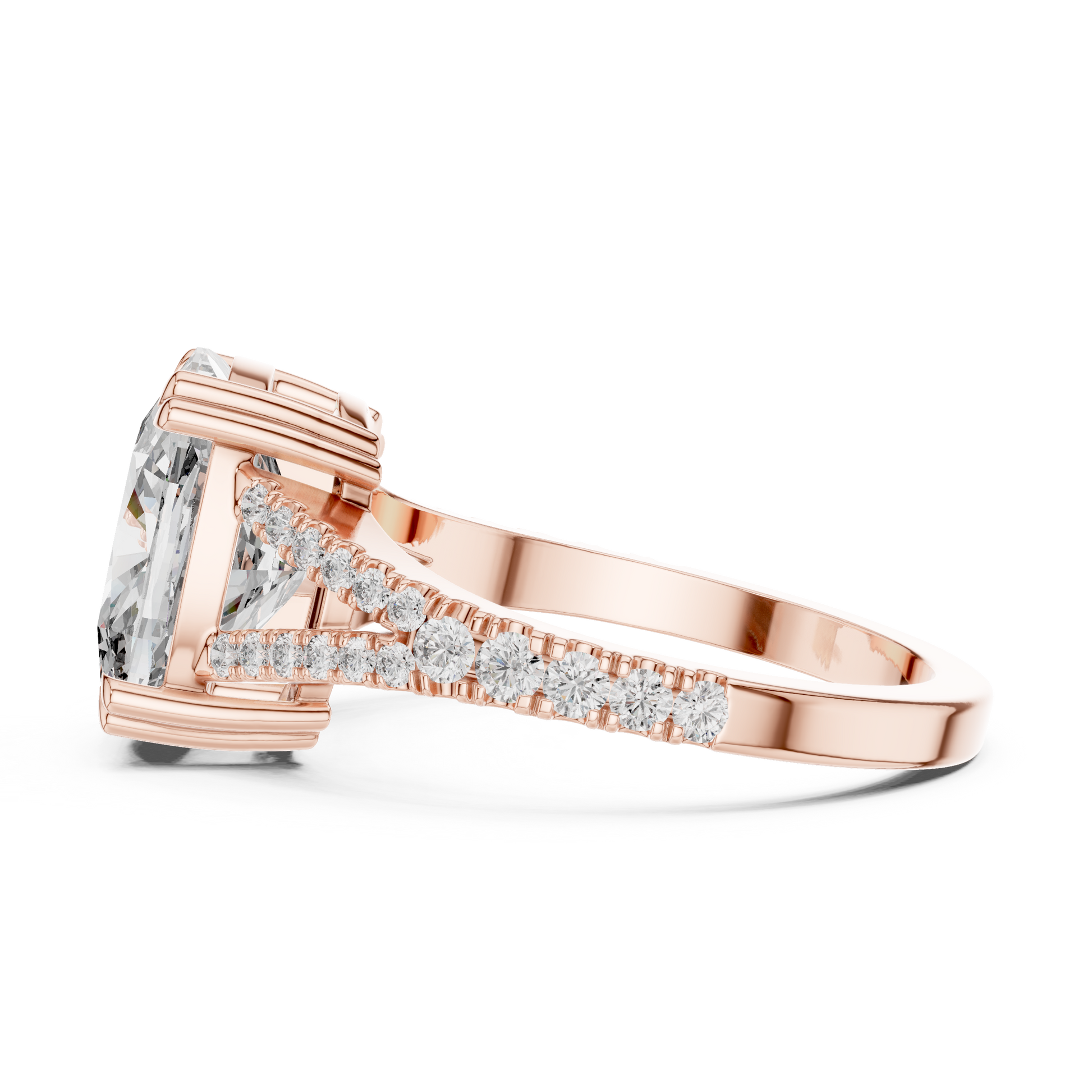 Round Side Stone Lab Grown Diamond Ring