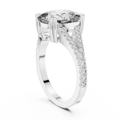 Round Side Stone Lab Grown Diamond Ring