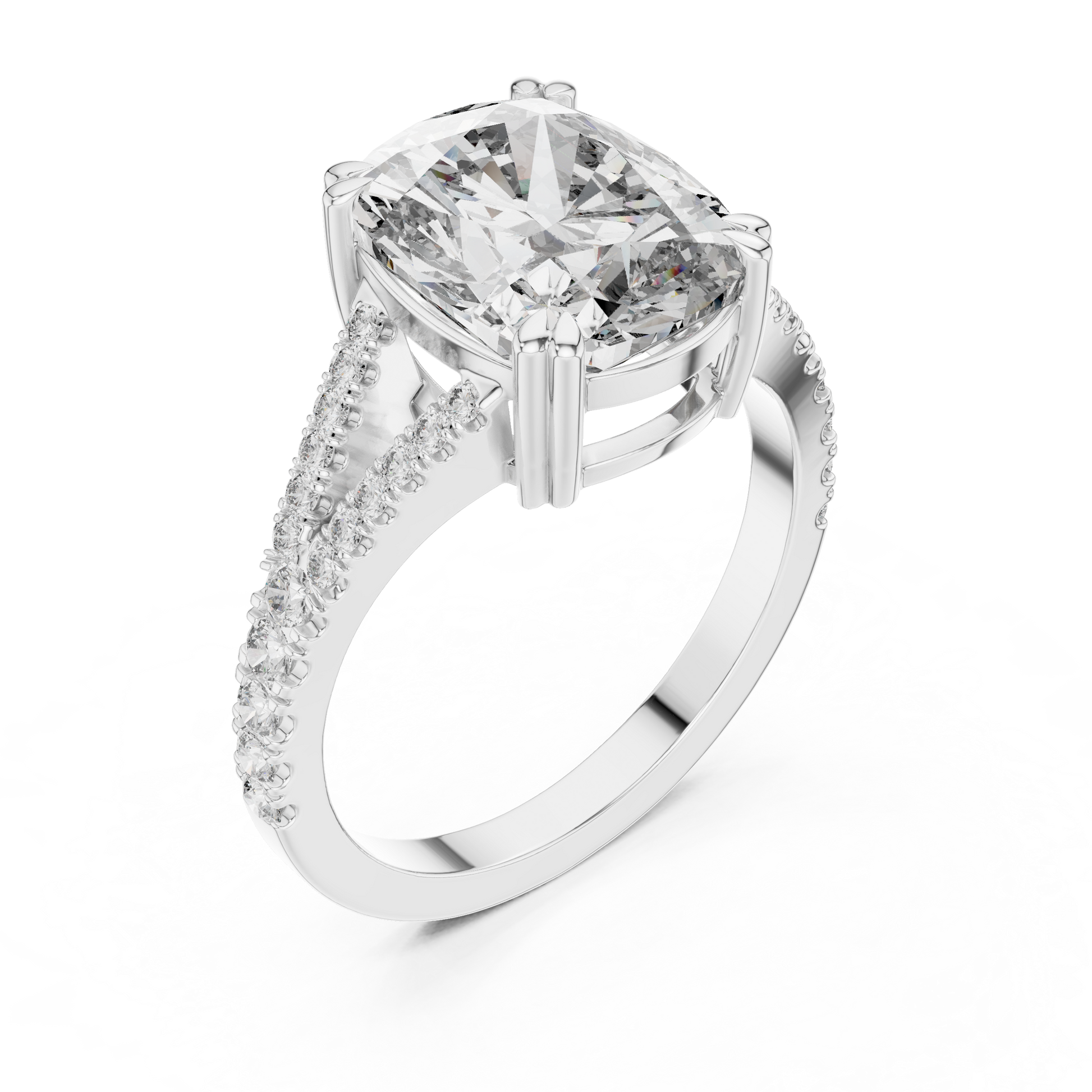 Round Side Stone Lab Grown Diamond Ring