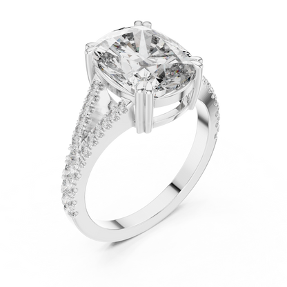 Round Side Stone Lab Grown Diamond Ring
