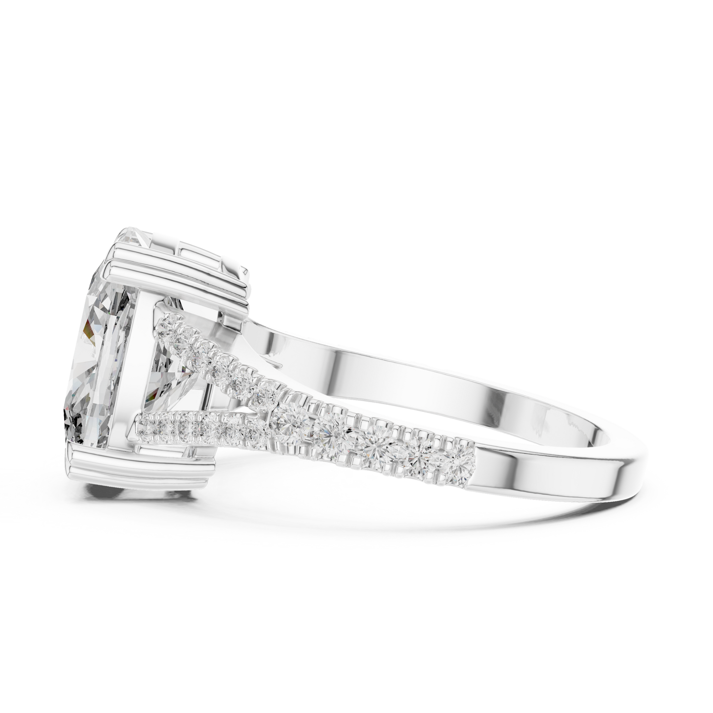 Round Side Stone Lab Grown Diamond Ring