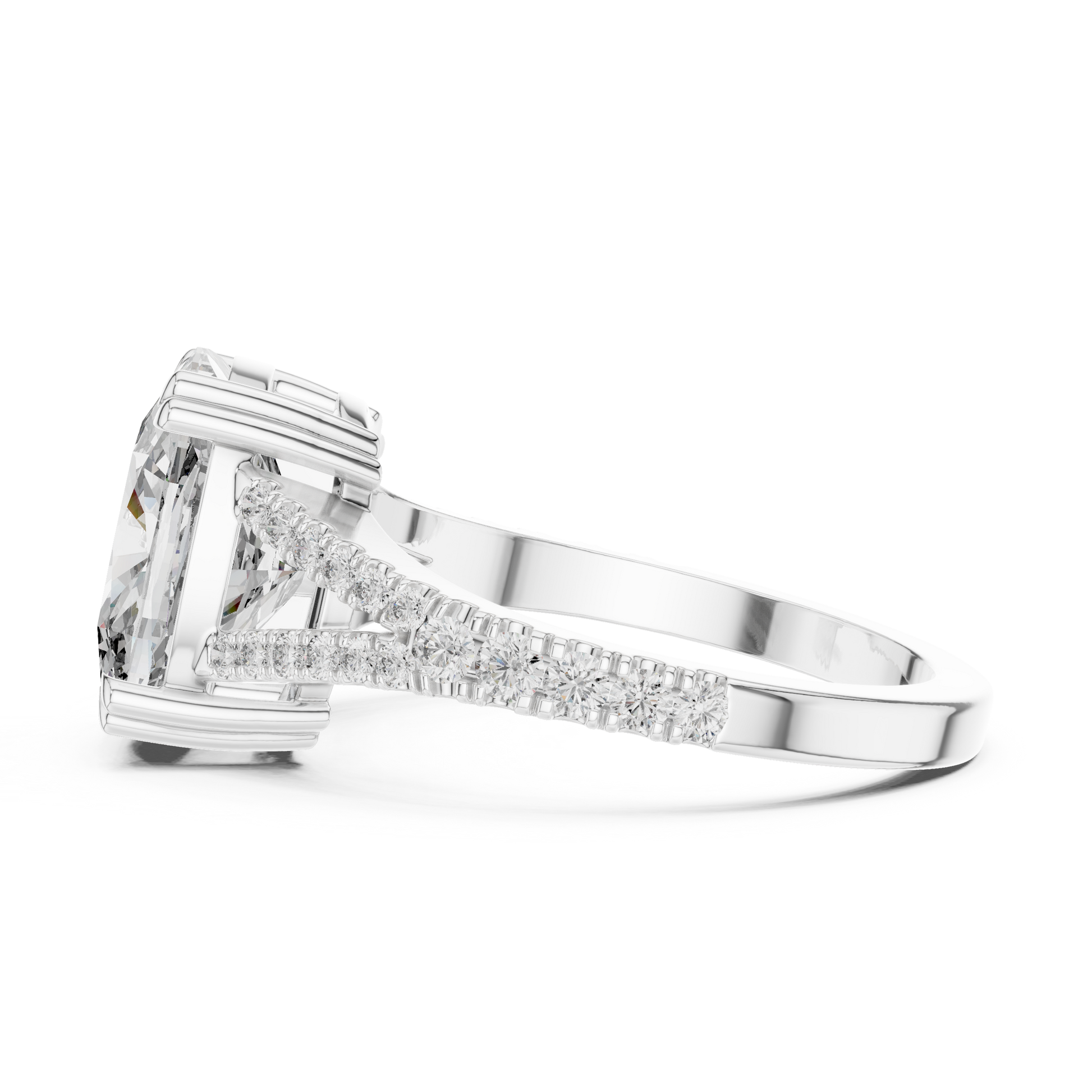 Round Side Stone Lab Grown Diamond Ring