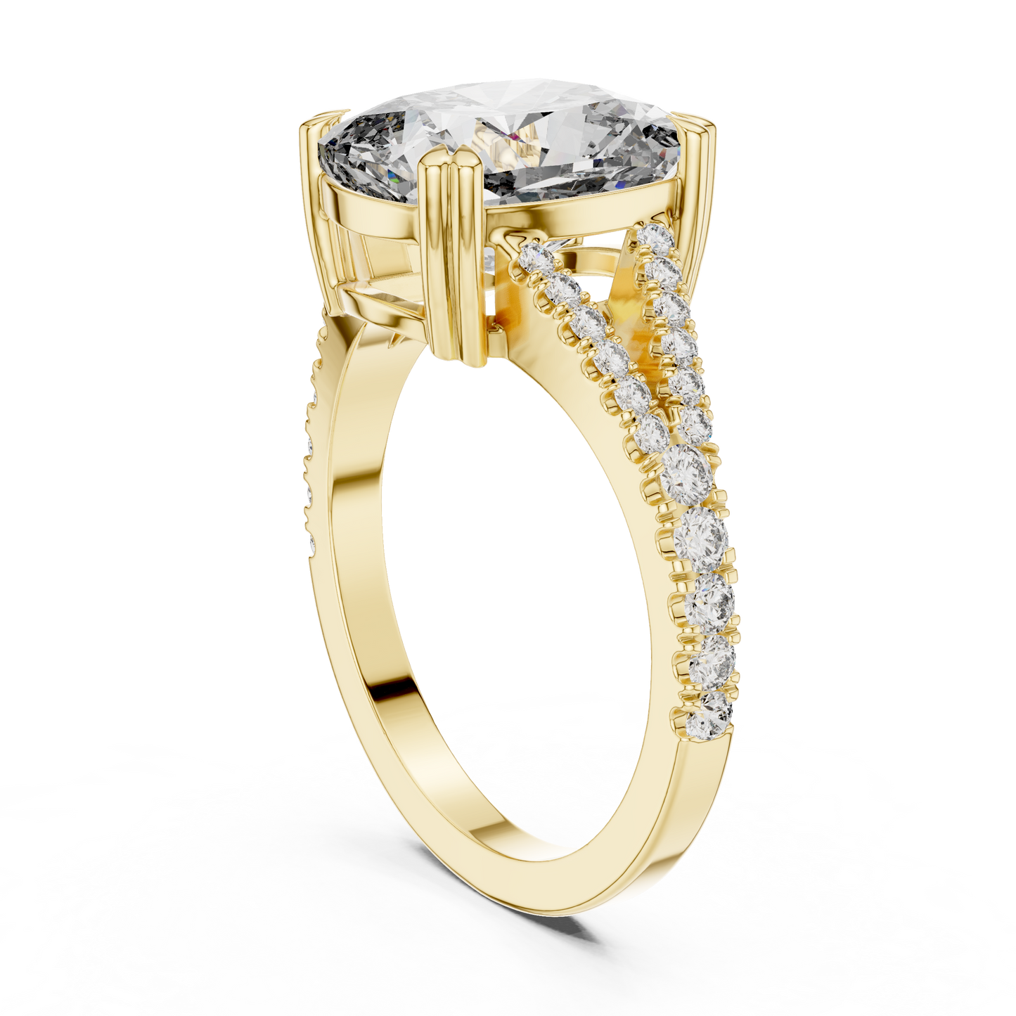 Round Side Stone Lab Grown Diamond Ring
