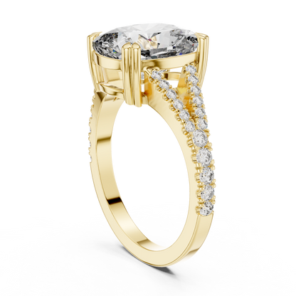Round Side Stone Lab Grown Diamond Ring