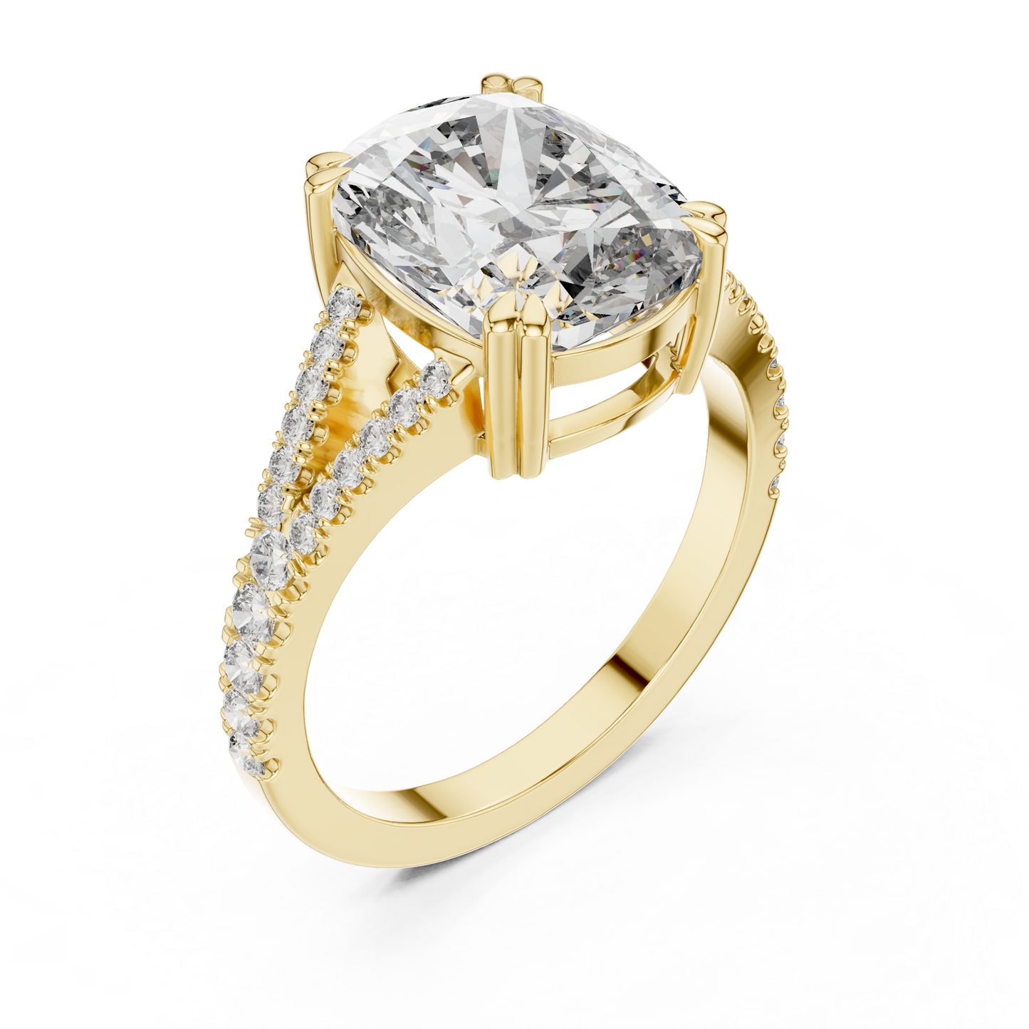 Round Side Stone Lab Grown Diamond Ring