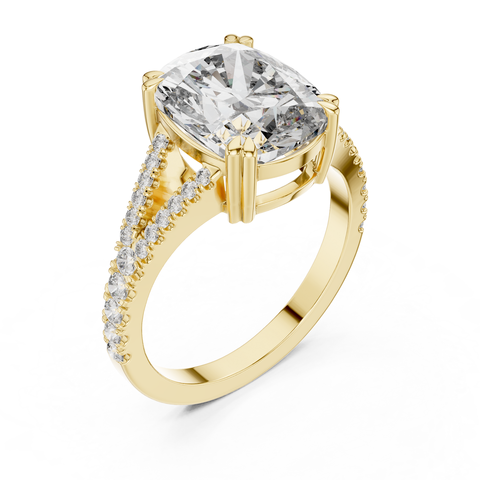 Round Side Stone Lab Grown Diamond Ring