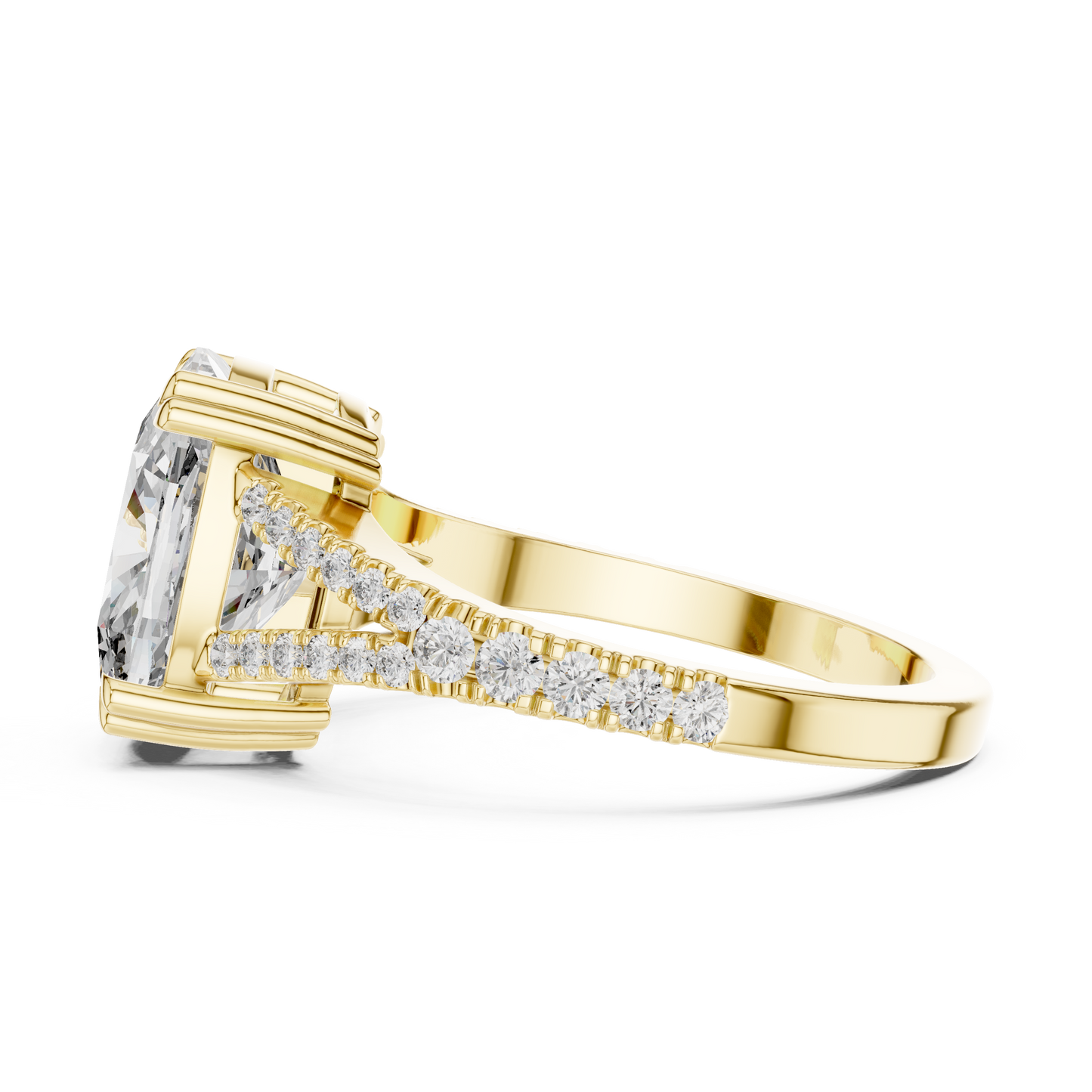 Round Side Stone Lab Grown Diamond Ring