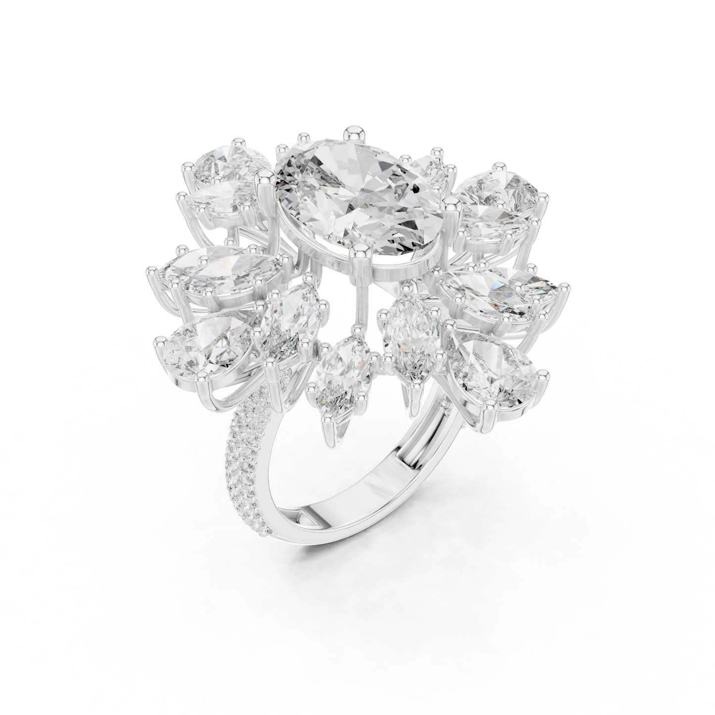 Mixed Shape Lab Grown Diamond Halo Ring