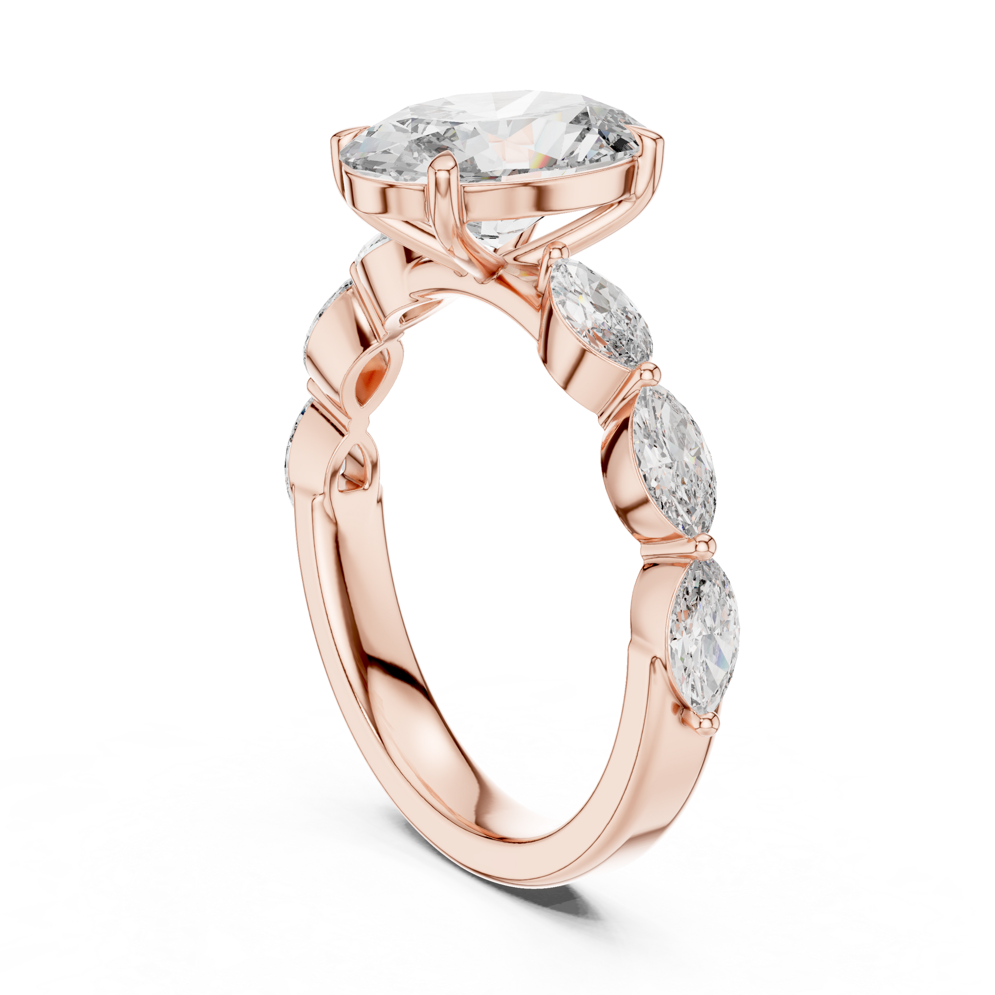 Mixed Shape Lab Grown Diamond Side Stone Ring