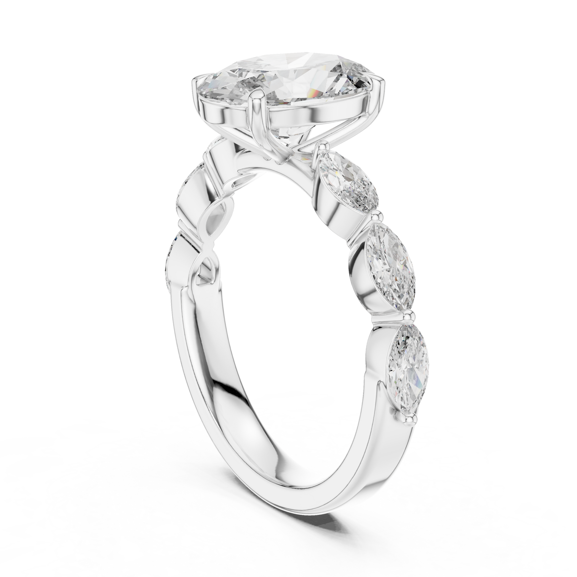 Mixed Shape Lab Grown Diamond Side Stone Ring