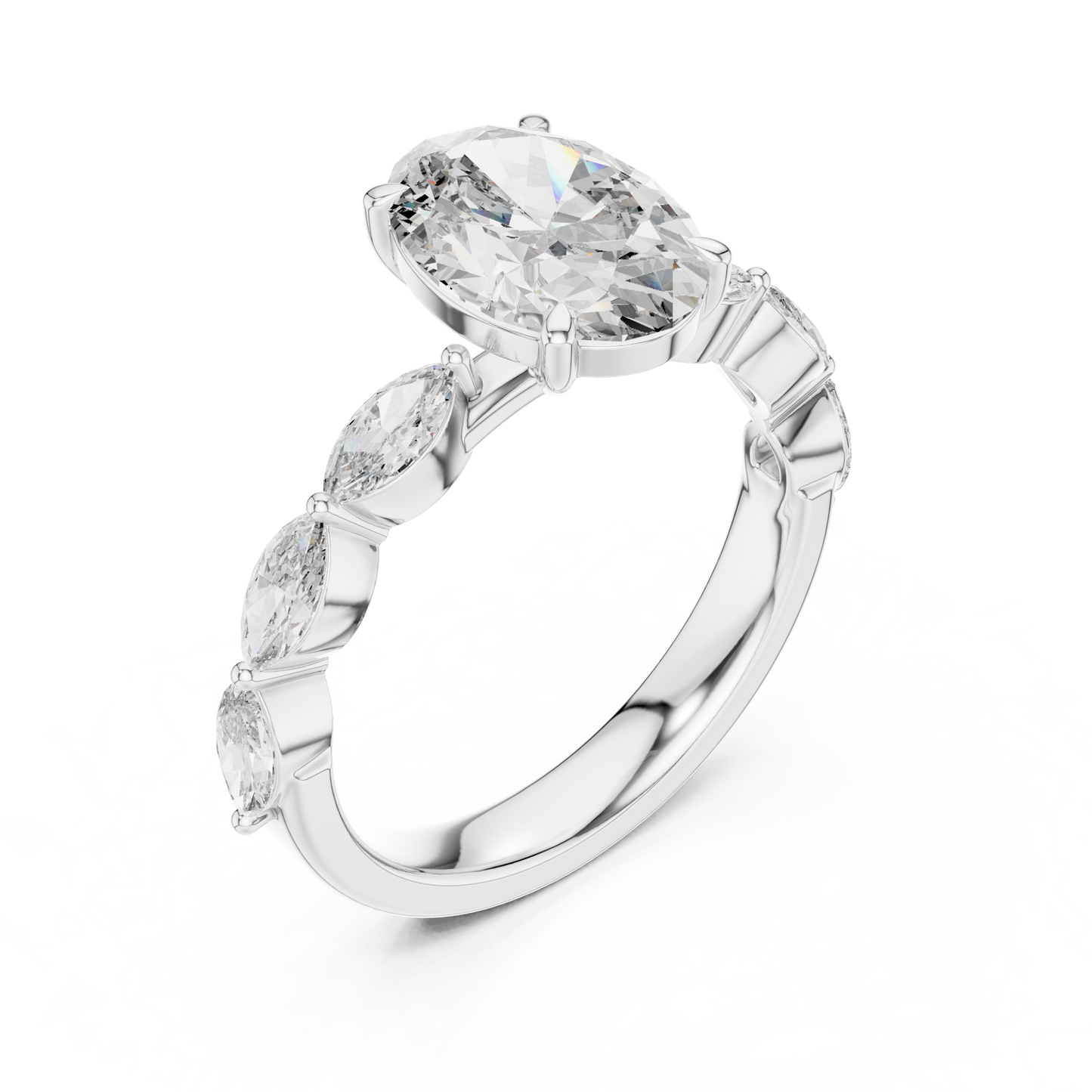 Mixed Shape Lab Grown Diamond Side Stone Ring