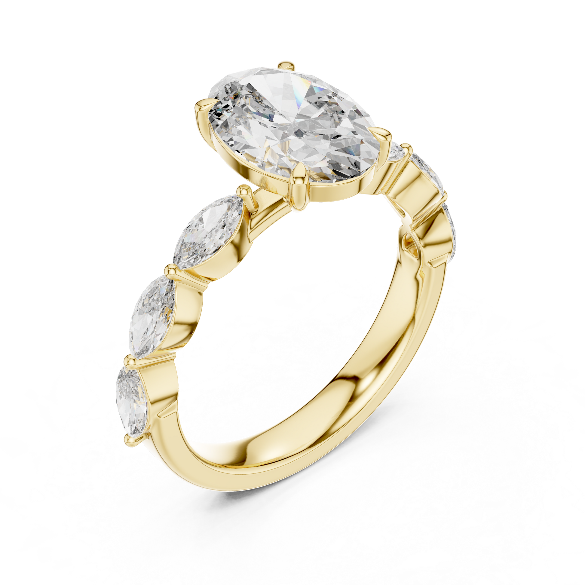 Mixed Shape Lab Grown Diamond Side Stone Ring