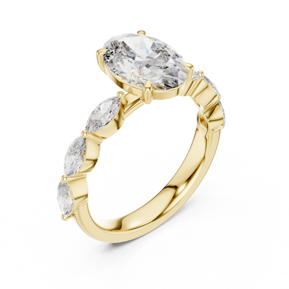 Mixed Shape Lab Grown Diamond Side Stone Ring