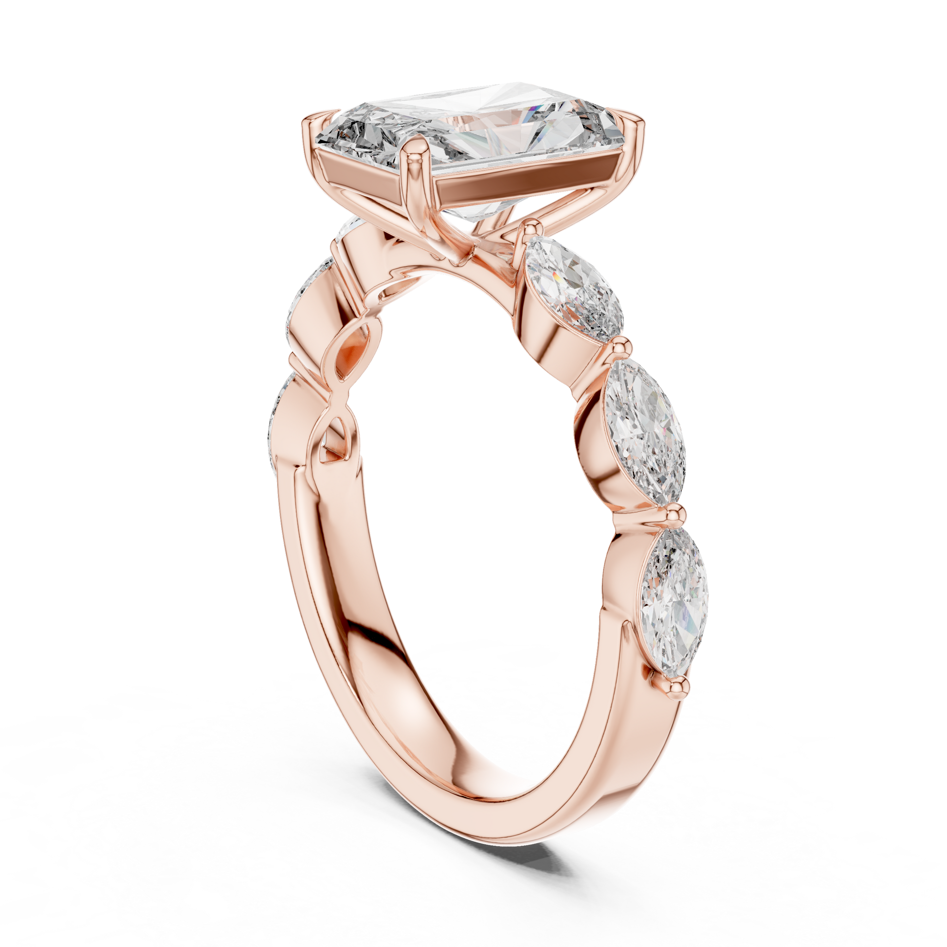 Mixed Shape Lab Grown Diamond Side Stone Ring
