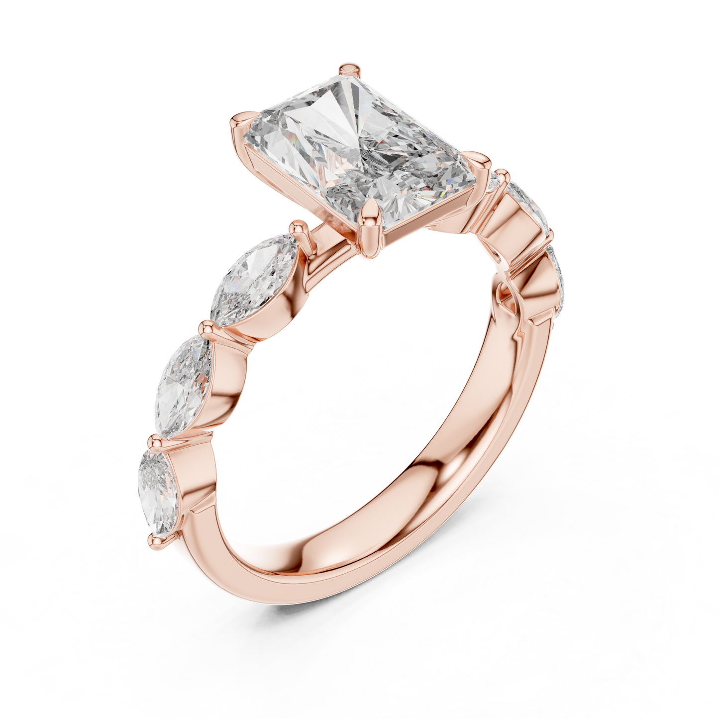 Mixed Shape Lab Grown Diamond Side Stone Ring