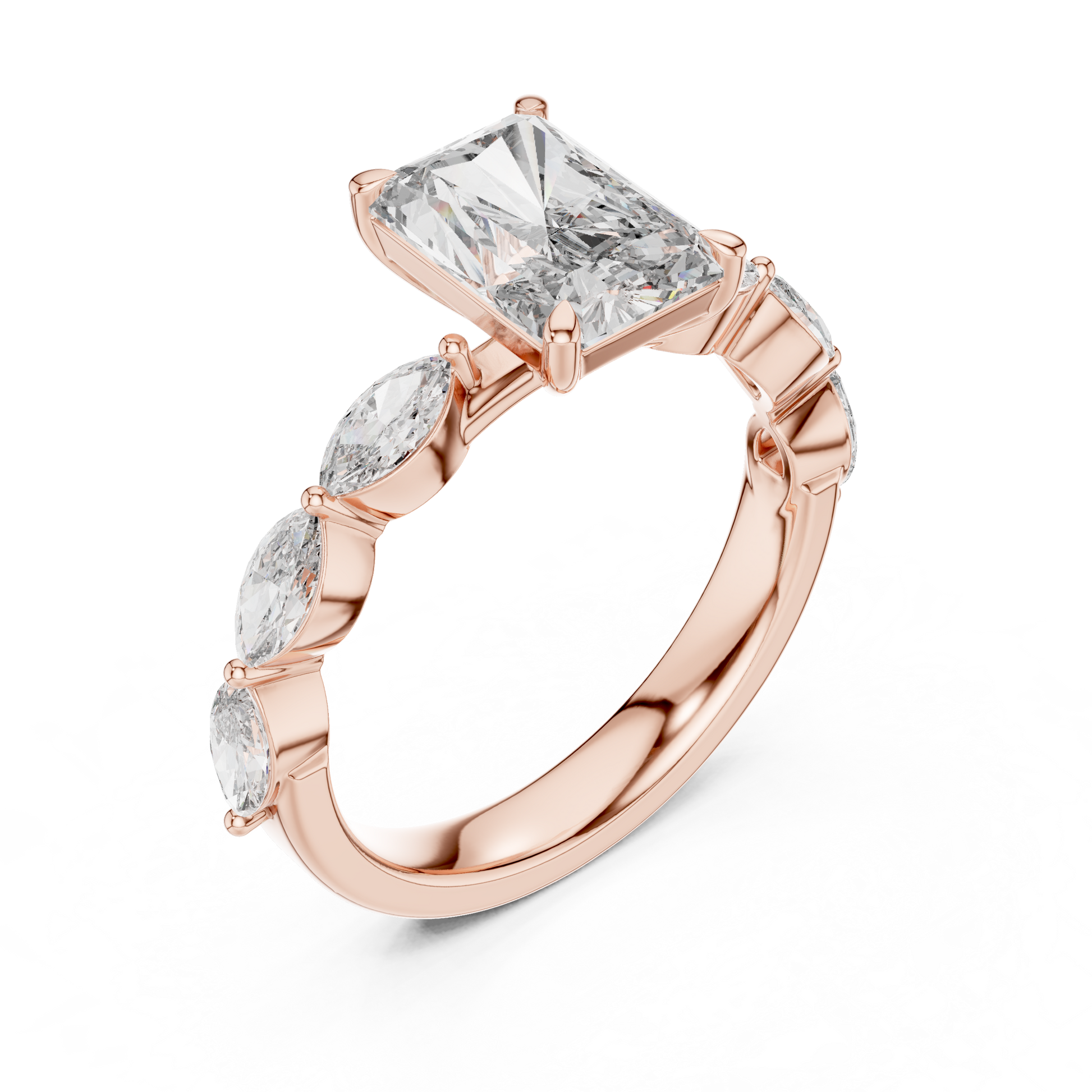 Mixed Shape Lab Grown Diamond Side Stone Ring