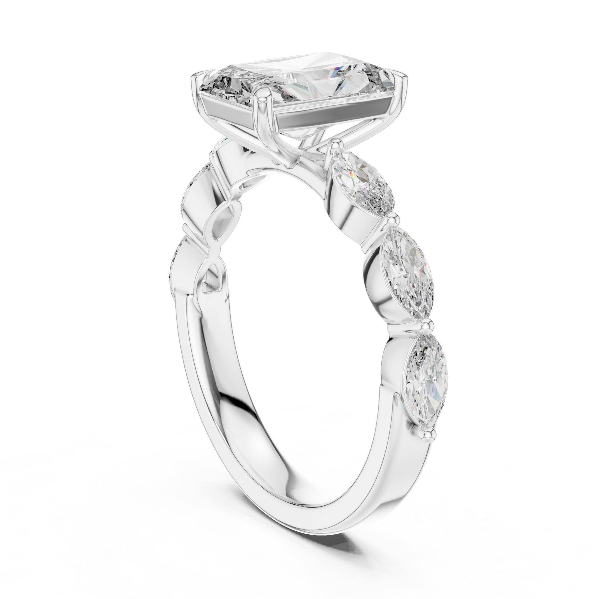 Mixed Shape Lab Grown Diamond Side Stone Ring
