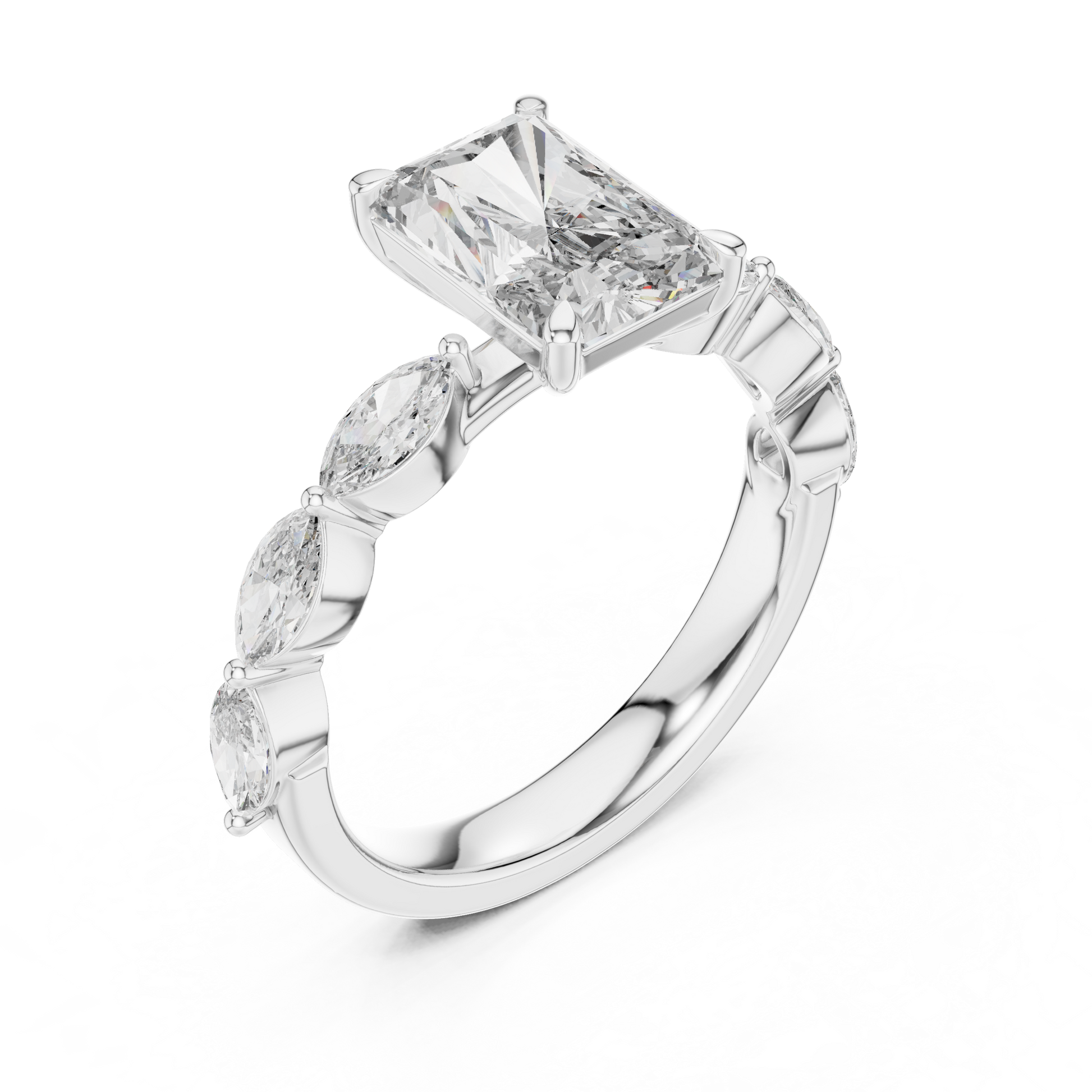 Mixed Shape Lab Grown Diamond Side Stone Ring