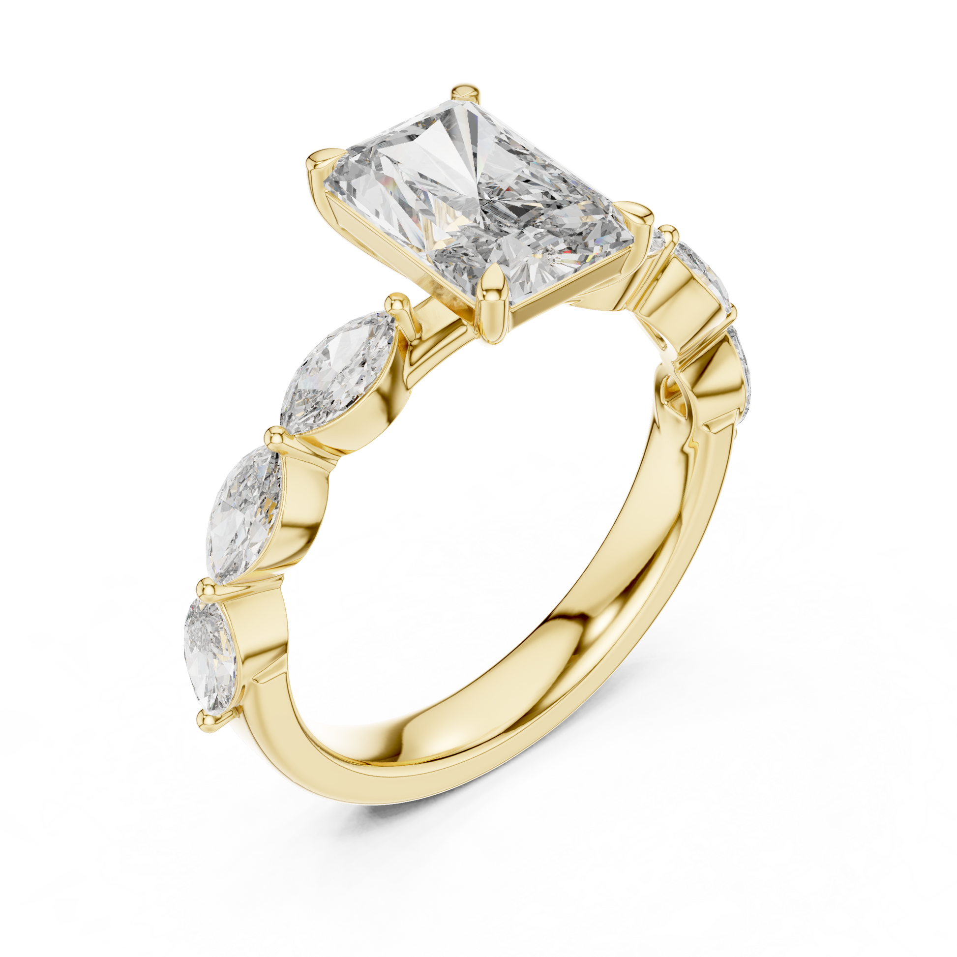 Mixed Shape Lab Grown Diamond Side Stone Ring
