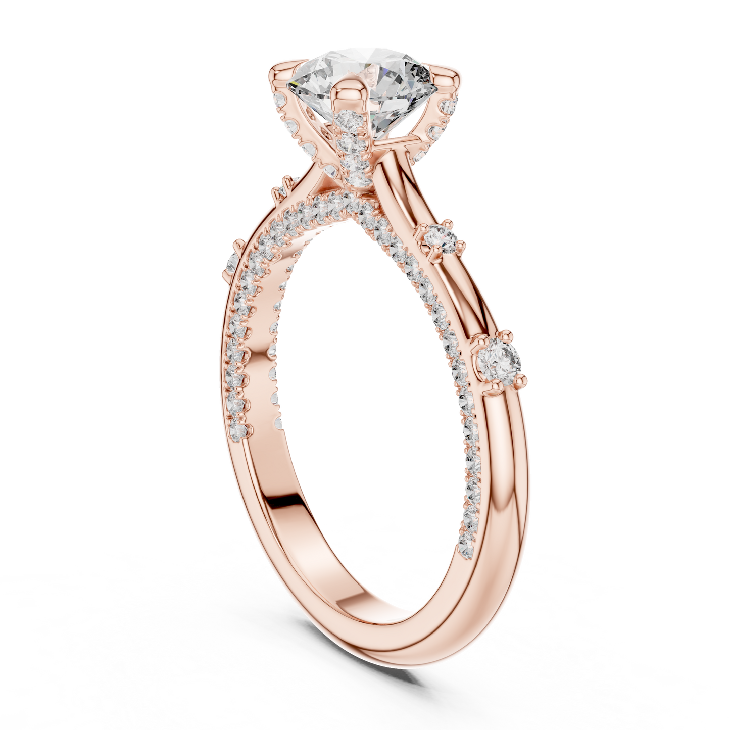 Round Side Stone Lab Grown Diamond Ring