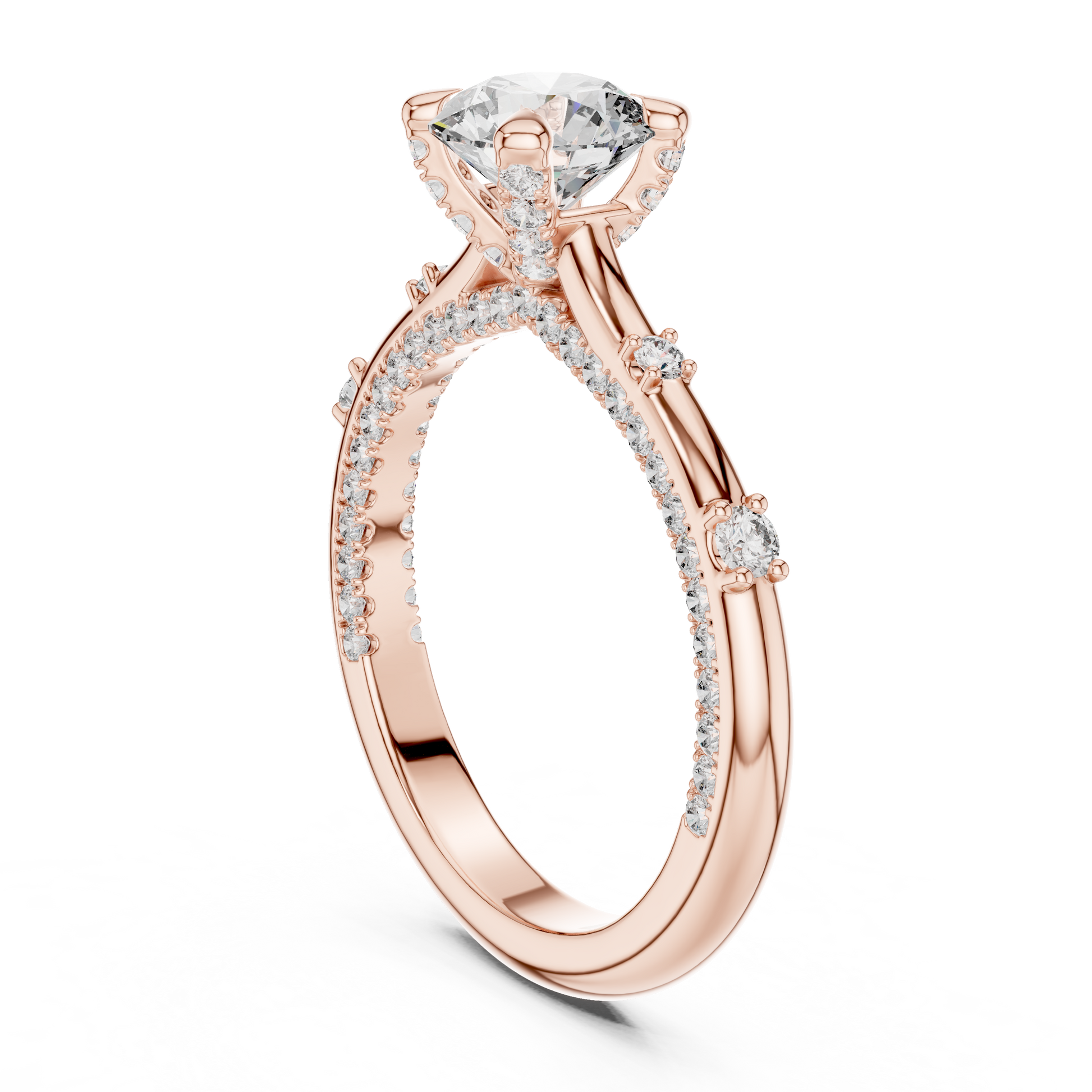 Round Side Stone Lab Grown Diamond Ring