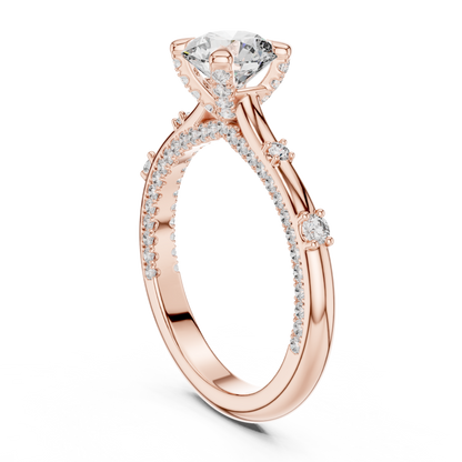 Round Side Stone Lab Grown Diamond Ring
