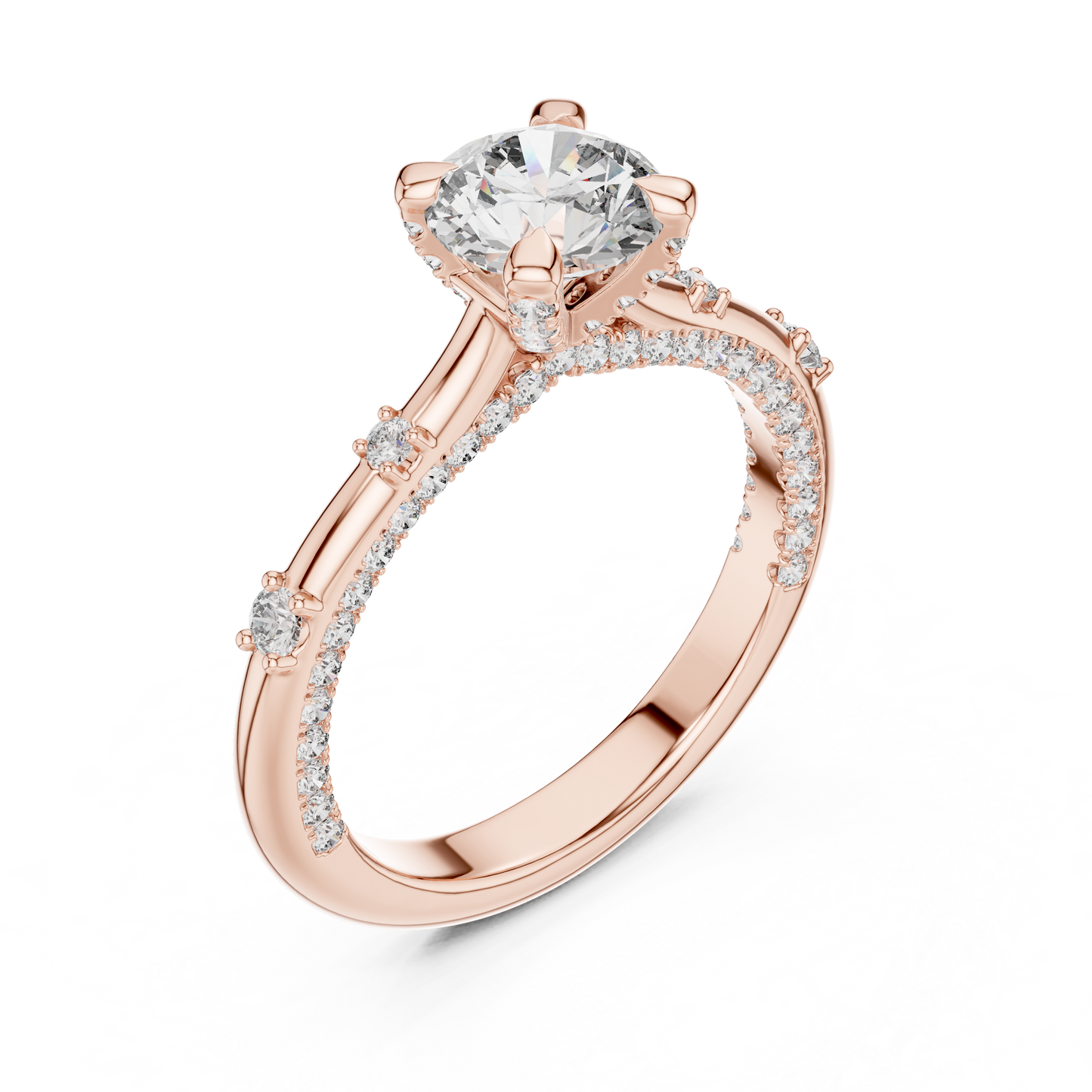 Round Side Stone Lab Grown Diamond Ring