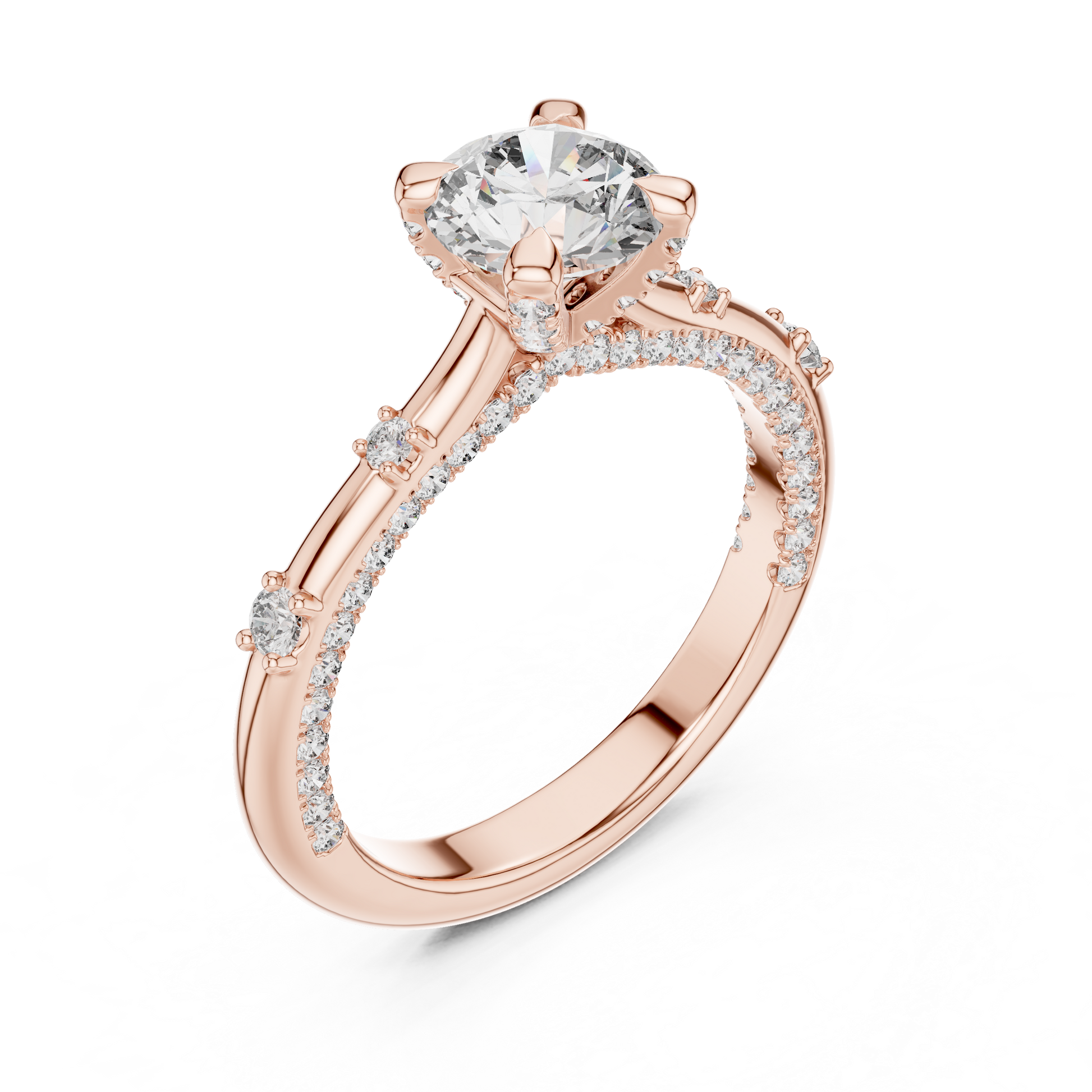 Round Side Stone Lab Grown Diamond Ring