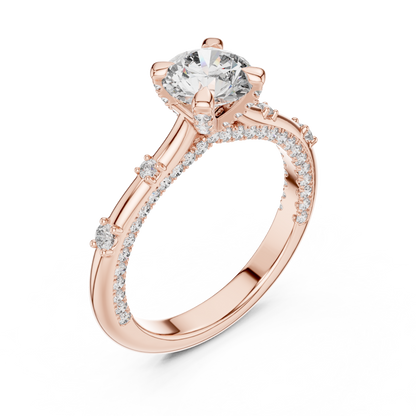 Round Side Stone Lab Grown Diamond Ring