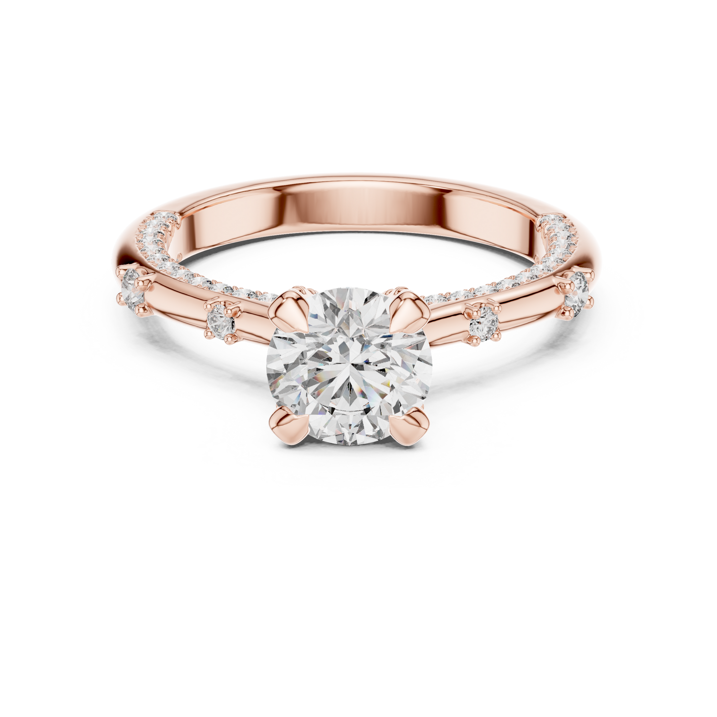 Round Side Stone Lab Grown Diamond Ring